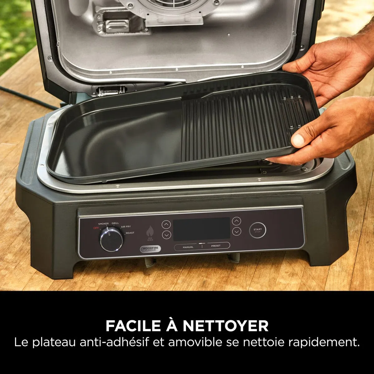 Ninja Woodfire barbecue XL plancha combo antiadhésif grille à rainures accessoires officiels compatibles OG850 OG901 noir