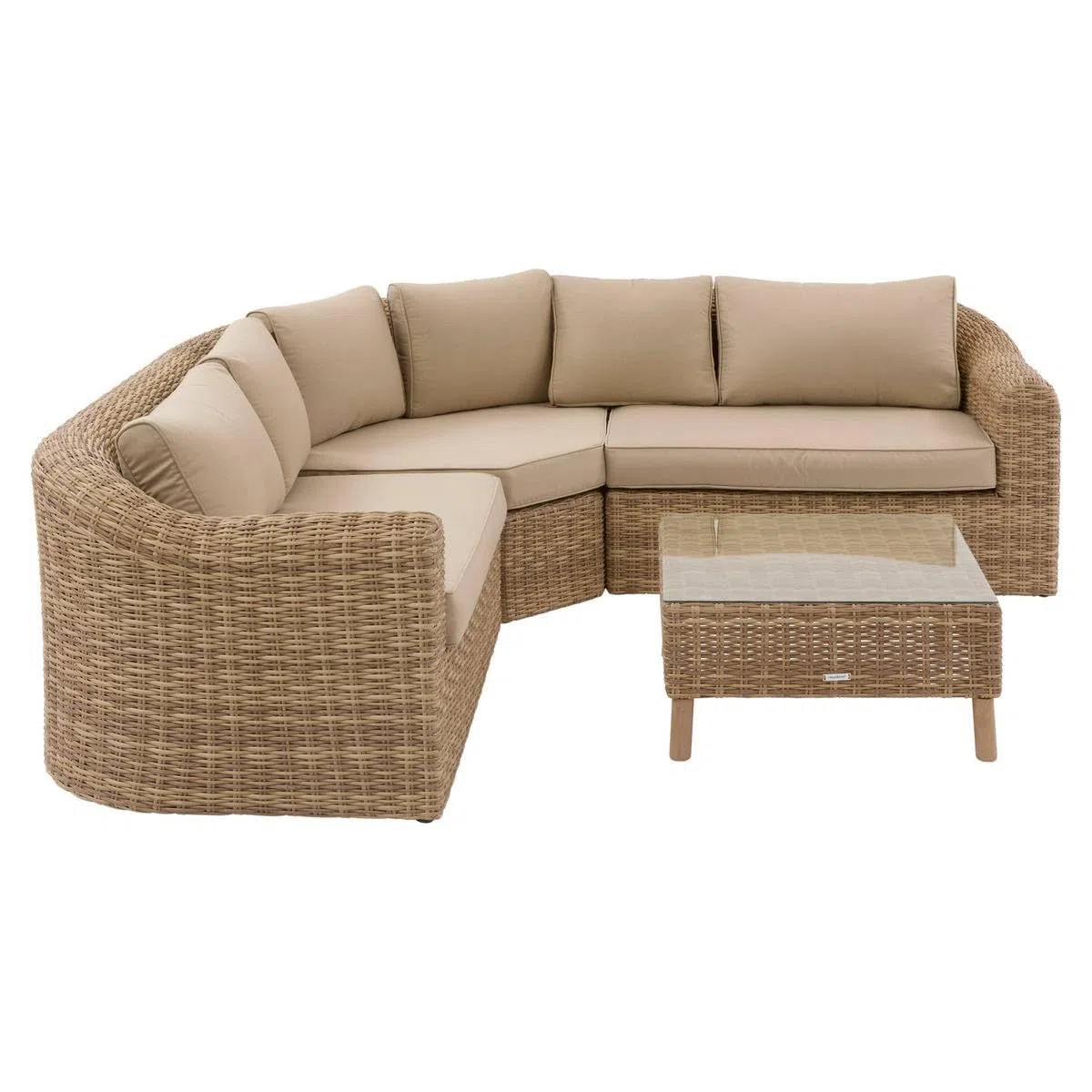 Hespéride - Salon d'angle de Jardin Mooréa Savana - 5 Places - Aluminium Traité Époxy Anti-Rouille Acier Oléfine - Mobilier d'Extérieur pour Terrasse