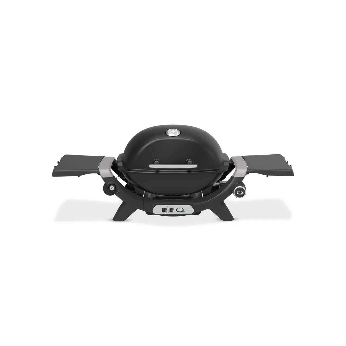 Weber Q 1200N Barbecue à gaz avec tablettes latérales/Grill léger pour Camping, terrasses et balcons, avec brûleur Haute Performance, grilles en Fonte émaillée et allumage électronique, Noir Minuit