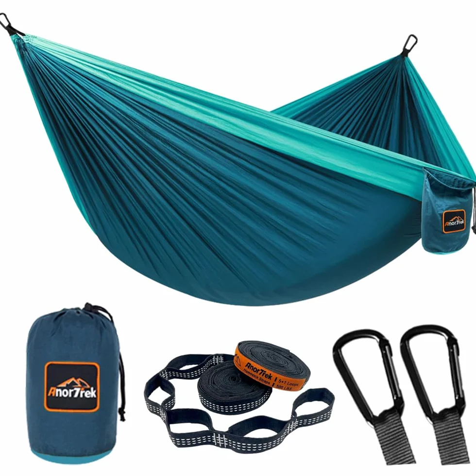 AnorTrek Camping Hammock, hamac de Voyage en Nylon Super léger et Portable avec Deux Sangles d'arbre