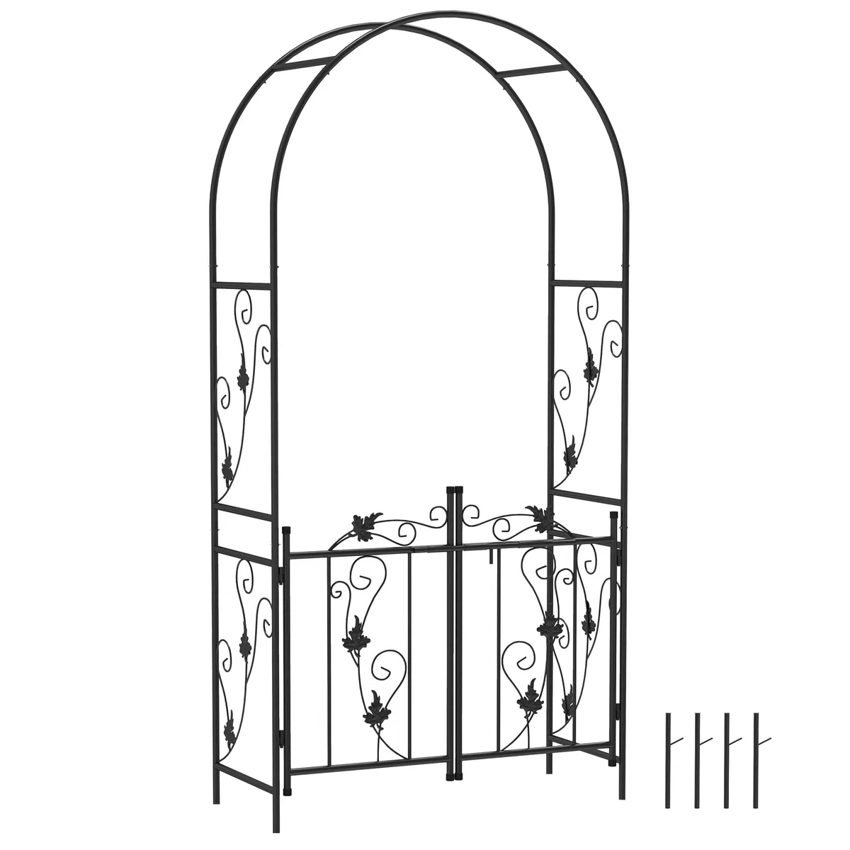Outsunny Arche de Jardin en Acier, Arceau à rosiers avec Double Porte, pour Plantes grimpantes, rosiers, vignes de glycine, pour décoration de cérémonie, 107 x 45 x 217 cm, Noir