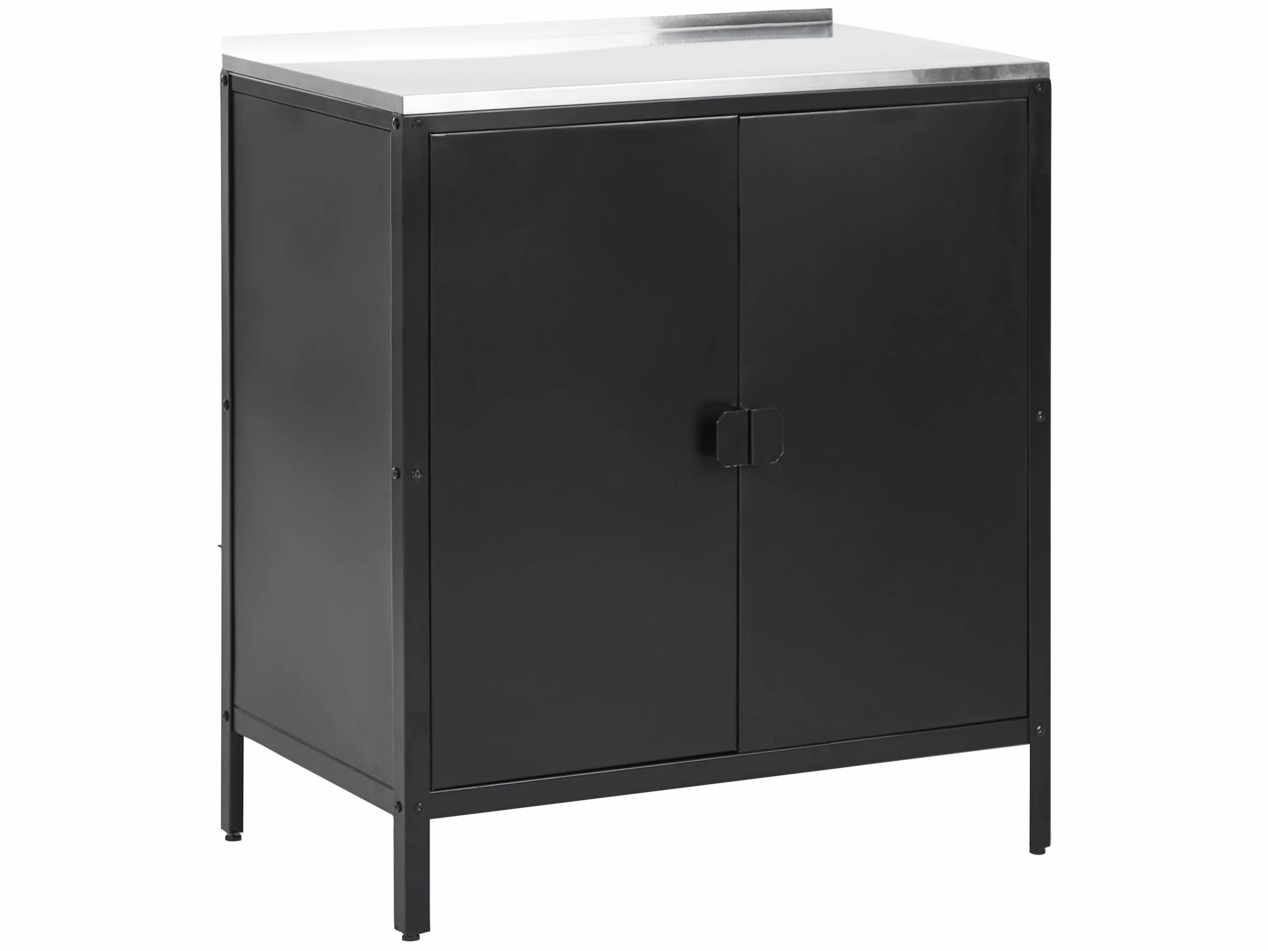 Beliani Commode de Jardin Cuisine Extérieure Noire à 2 Portes en Acier 90 x 80 x 50 cm Rangement Vilama