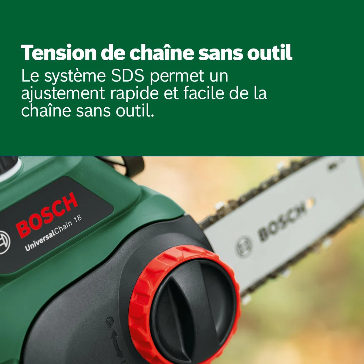 Bosch Tronçonneuse sans fil - UniversalChain 18 (Livrée sans batterie ni chargeur, avec huile 80 ml, système 18V, longueur de guide: 20cm)