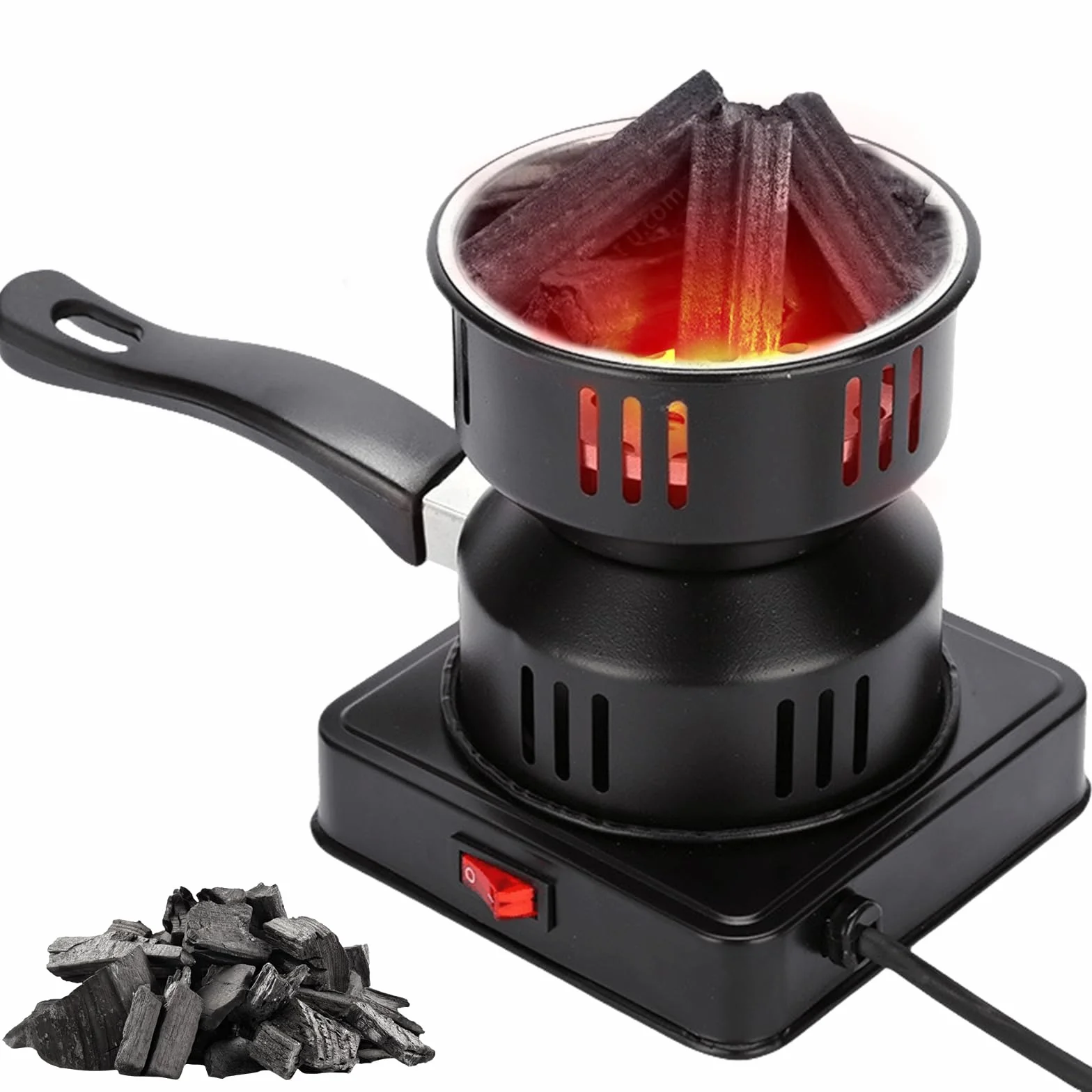 GOMETY Allume-Charbon Électrique 500W, Brûleur Charbon de Bois pour Barbecue et Grill
