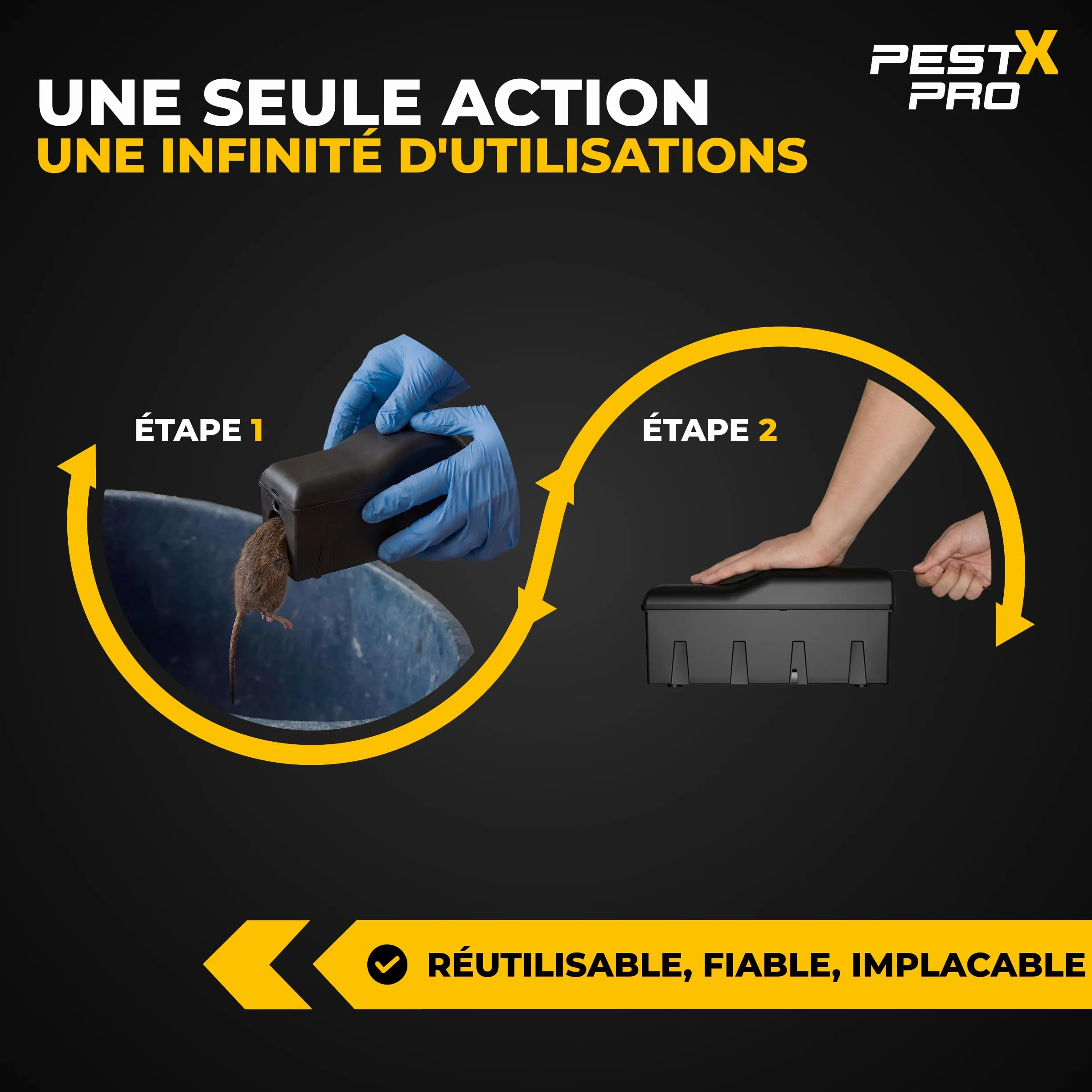 Pest X Pro Spectre Boîte à Piège à Rats Professionnelle Lot de 2 Sécurisée pour Enfants Animaux Station Robuste pour Rongeurs Réutilisable Facile à Installer Usage Intérieur Extérieur
