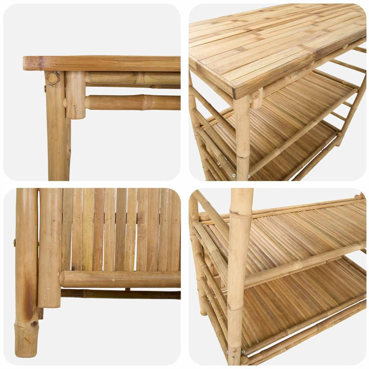 vidaXL Table de bar extérieure Naturel 110 x 50 x 105 cm Bambou, Table de bar tendance, résistante, pour l'extérieur, parfaite pour soirées d’été, jardin, déco écolo et minimaliste