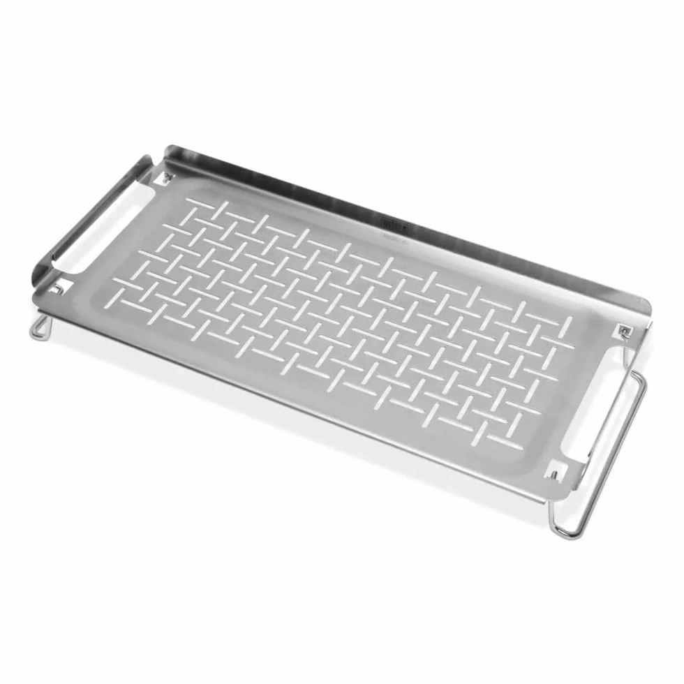 Weber Grille de Maintien au Chaud (42 x 20cm), pour plaques Placha, en Acier Inoxydable, Pieds pliants, Compatible Lave-Vaisselle, idéal pour Maintenir Les Aliments au Chaud - Argent (6784)