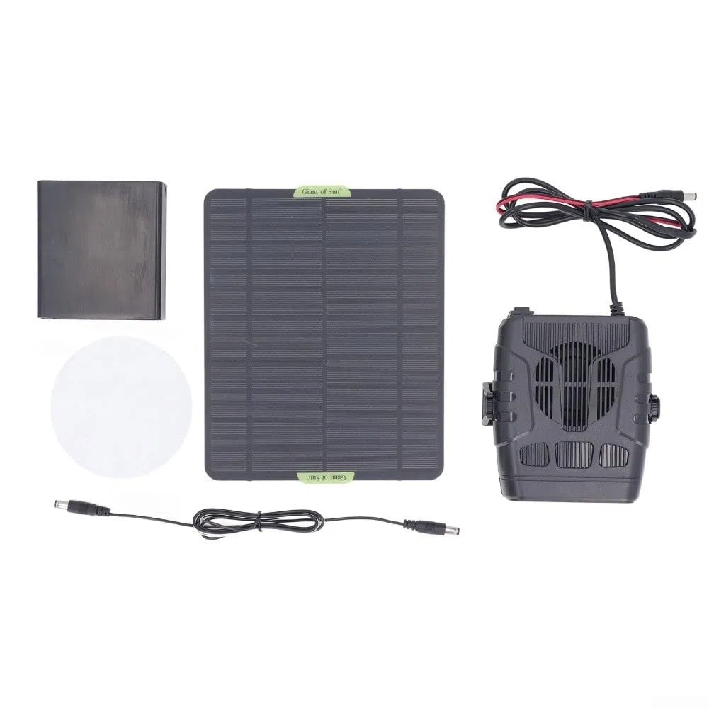 Chauffage solaire portable, chauffage à énergie solaire, souffleur d'air chaud 60 W pour poulailler, niche pour chien, chat et petite serre (A)