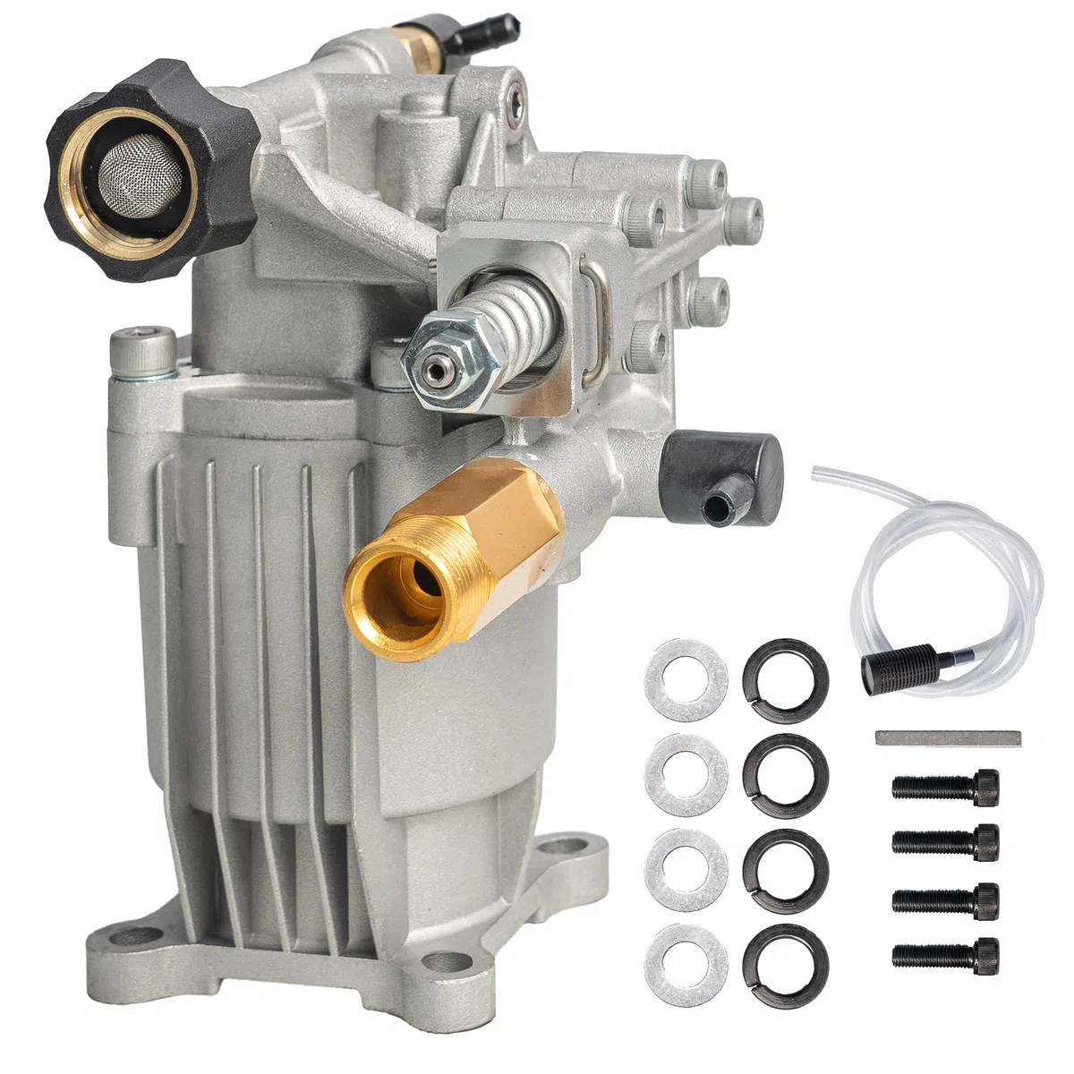 Hourleey Pompe de Nettoyeur Haute Pression Horizontale à Tige de 1,9 cm, 3400 psi, 2,5 GPM, Pompe de Rechange pour Nettoyeur Haute Pression, Pompe de Nettoyeur à gaz, Compatible avec Simpson, Ryobi,