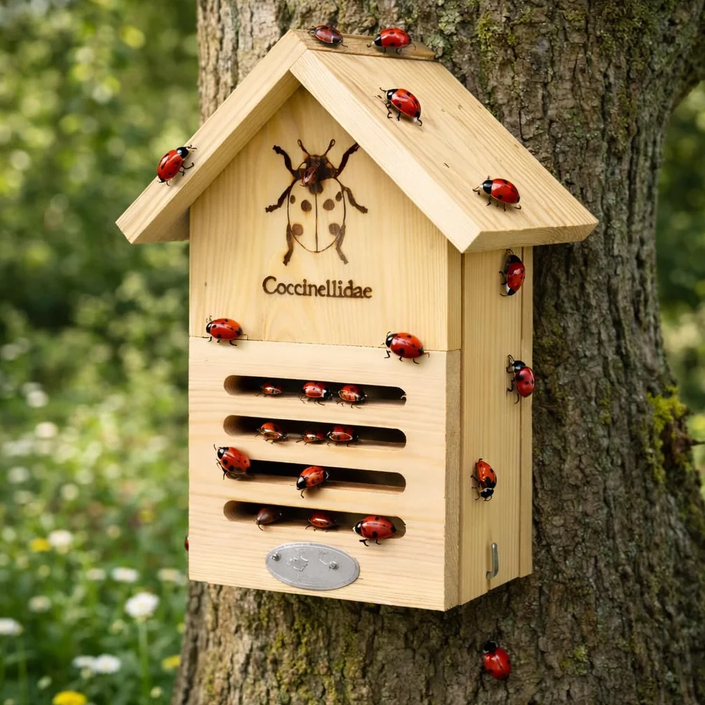 CKB LTD Maison en bois de coccinelle pour jardin – Abri d'extérieur en pin avec trou de serrure