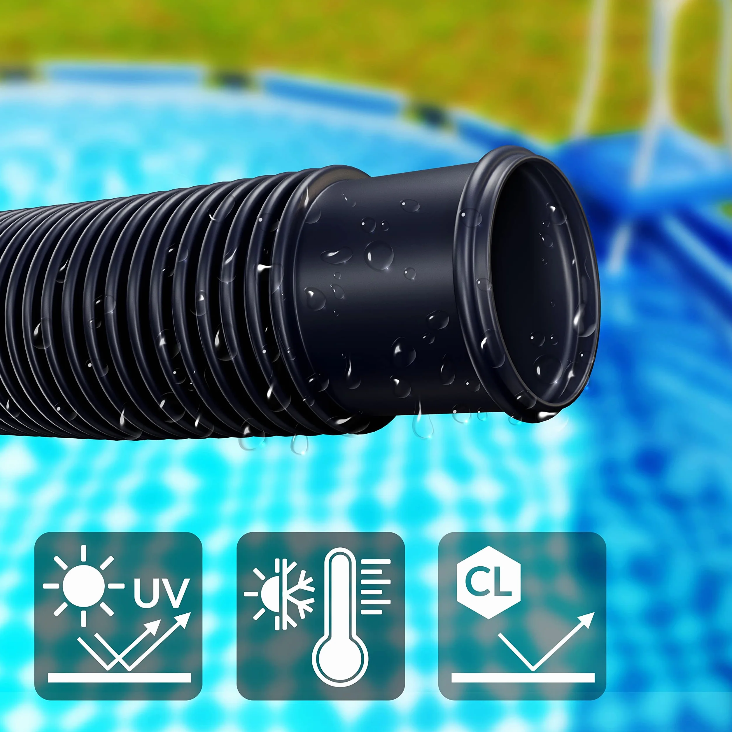 Monzana Tuyau Piscine 32 mm 6m Flexible Filtration Hors-Sol Pompe Filtre à Sable Noir