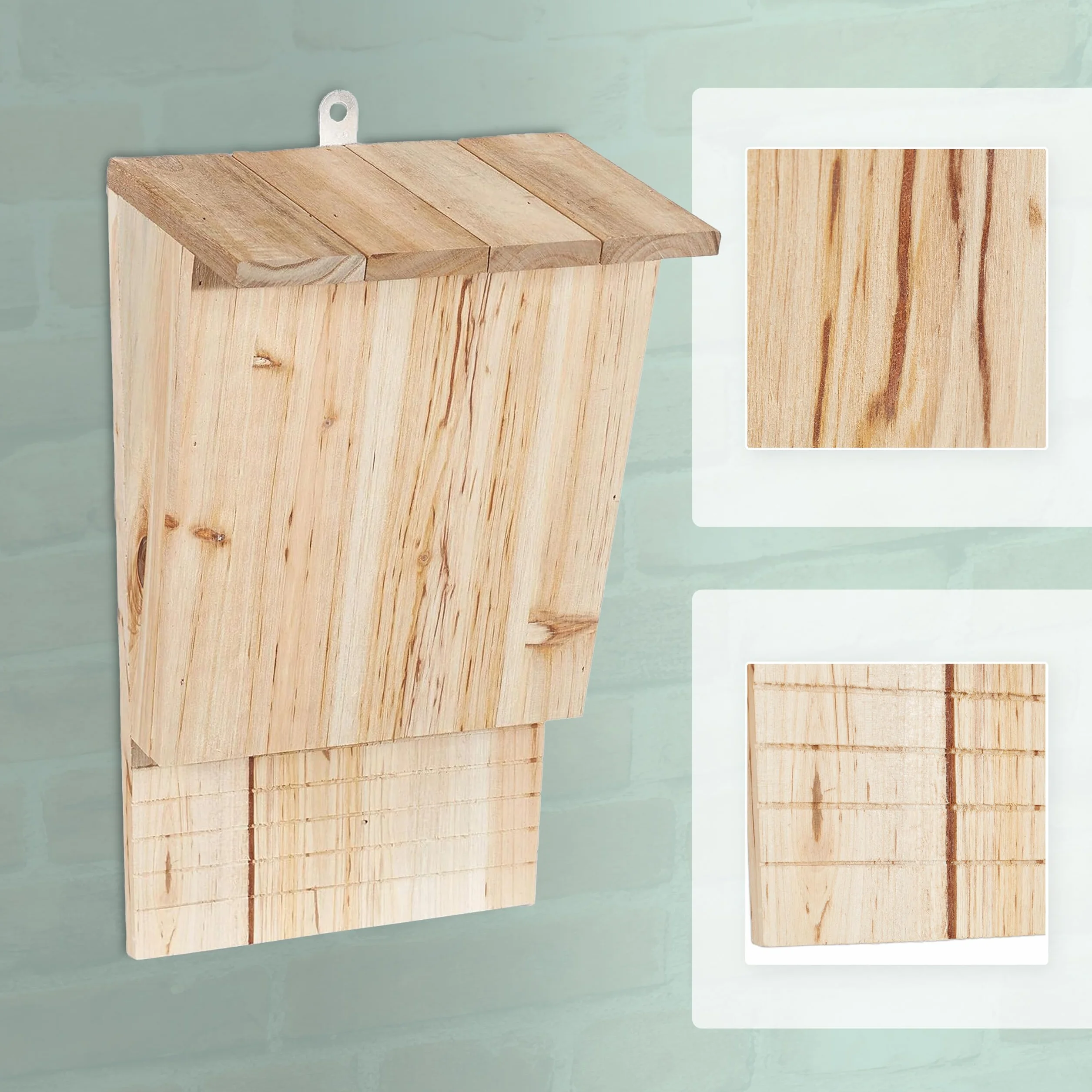 Relaxdays Set de 4 abris à Chauves-Souris en Bois Brut 34 x 22,5 x 13 cm