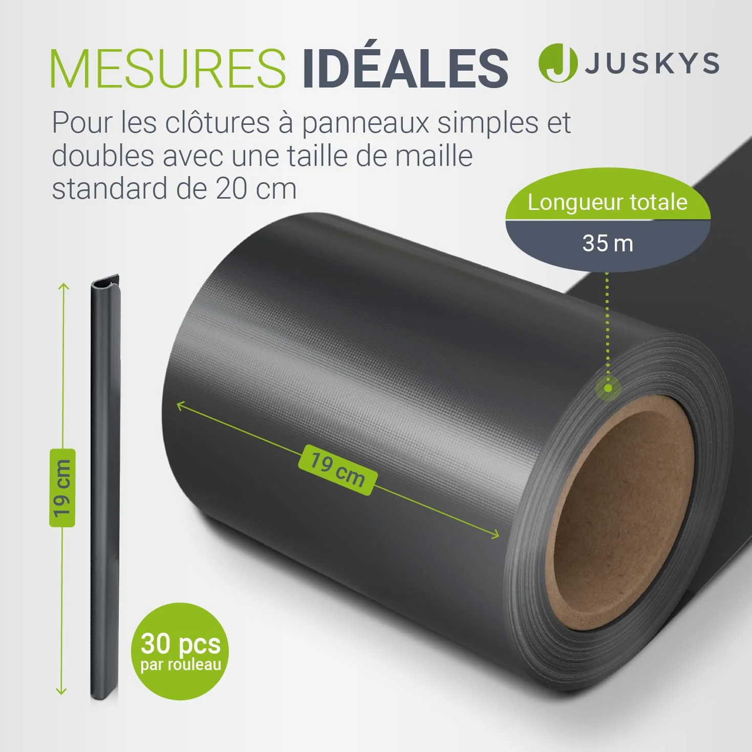Juskys Rouleaux brise-vue en PVC pour clôtures à barreaux doubles - 2 rouleaux de 35 m, 60 clips de fixation - film anti-regards pour clôture protection visuelle protection contre le vent - anthracite