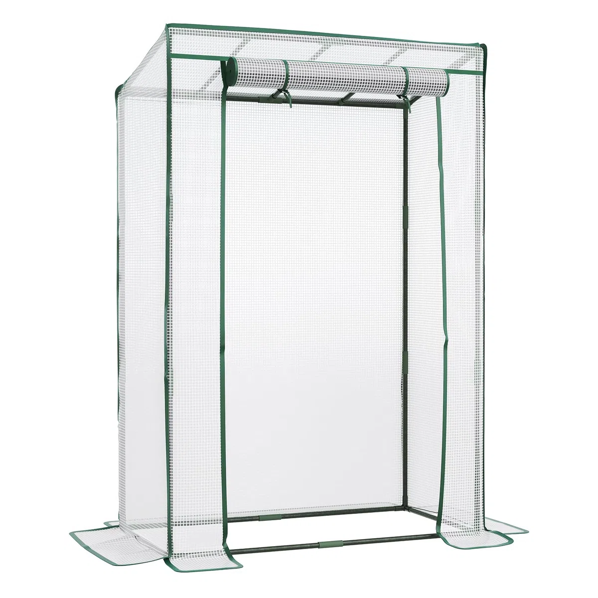 LARMNEE Serre de Jardin, Serre à Tomates, avec Barre de Renfort sur Le Toit Plat, Porte Enroulable, Abri Potager pour Plantes, Anti-Accumulation de Pluie, 100 x 50 x 150 cm, Blanc EWT15GH02G1