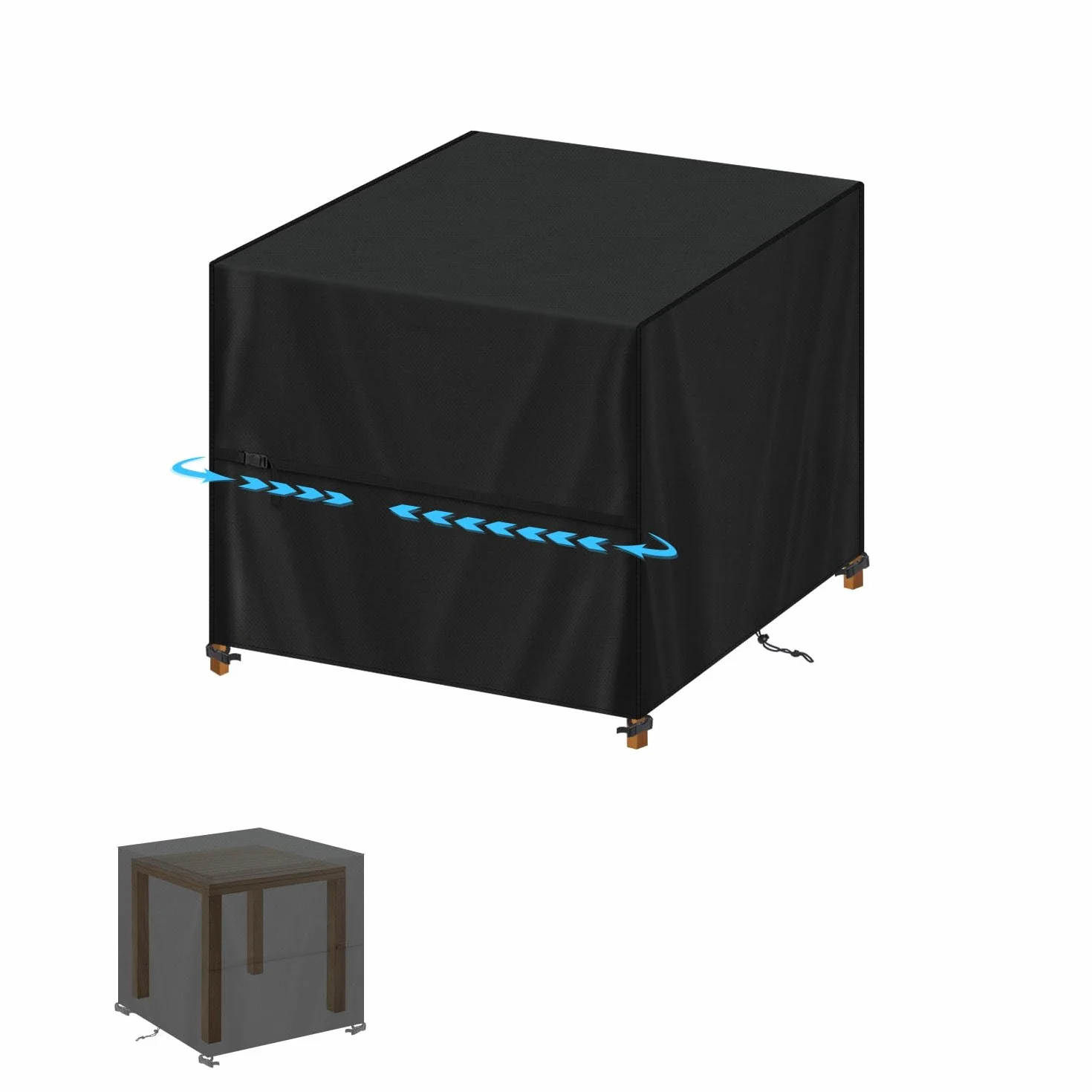 Housse Table Basse de Jardin 80x80x80cm Protection Exterieur 420D Oxford Tissu Imperméable