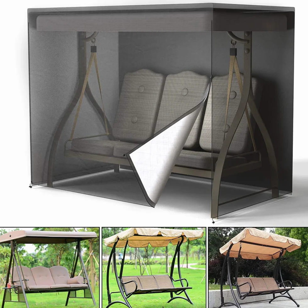 Housse de balançoire de jardin 3 places imperméable usage intensif, housse de hamac pour chaises de patio extérieur, coupe-vent anti-UV protection de mobilier toutes saisons