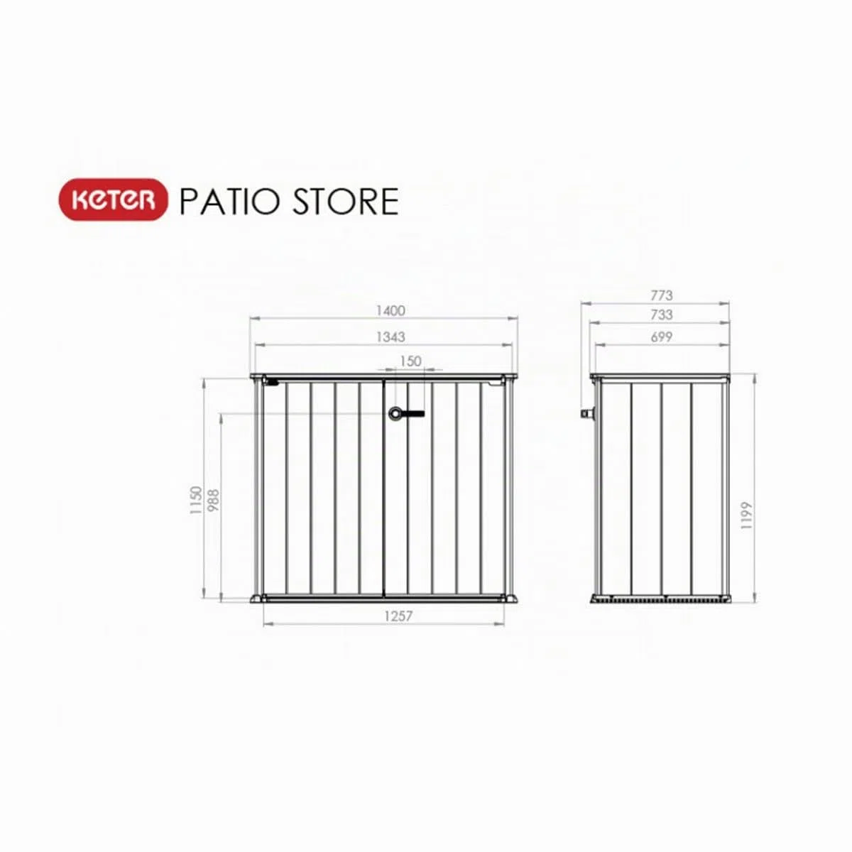 KETER Patio Store - Brossium Armoire Résine Gris 139,5 x 77 x 120 cm, Anthracite