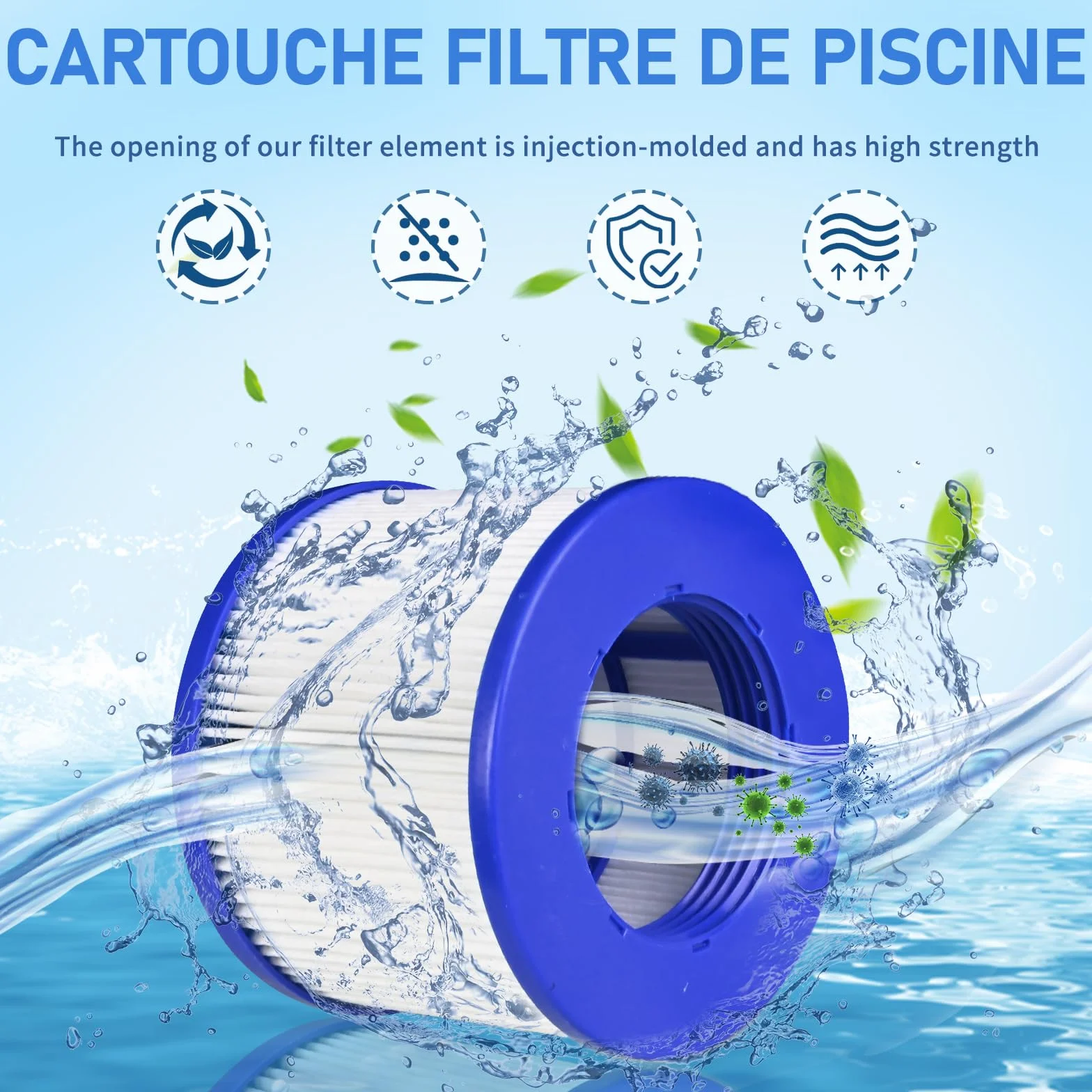 Filtre Spa Infinite à Visser, Cartouche Filtrante 75x100 mm pour Clever Spa Cosy Spa Lumix (4 pièces)