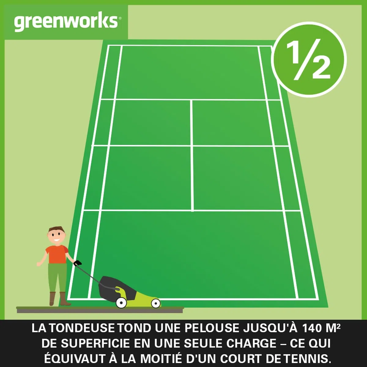 Greenworks GD24LM33K2 Tondeuse à Gazon Sans Fil avec Moteur Sans Brosse pour Petites Pelouses Jusqu'à 140m², Largeur de Coupe 33 cm, Sac de 30L, INCLUS Batterie 24V 2Ah et Chargeur, Garantie 3 Ans