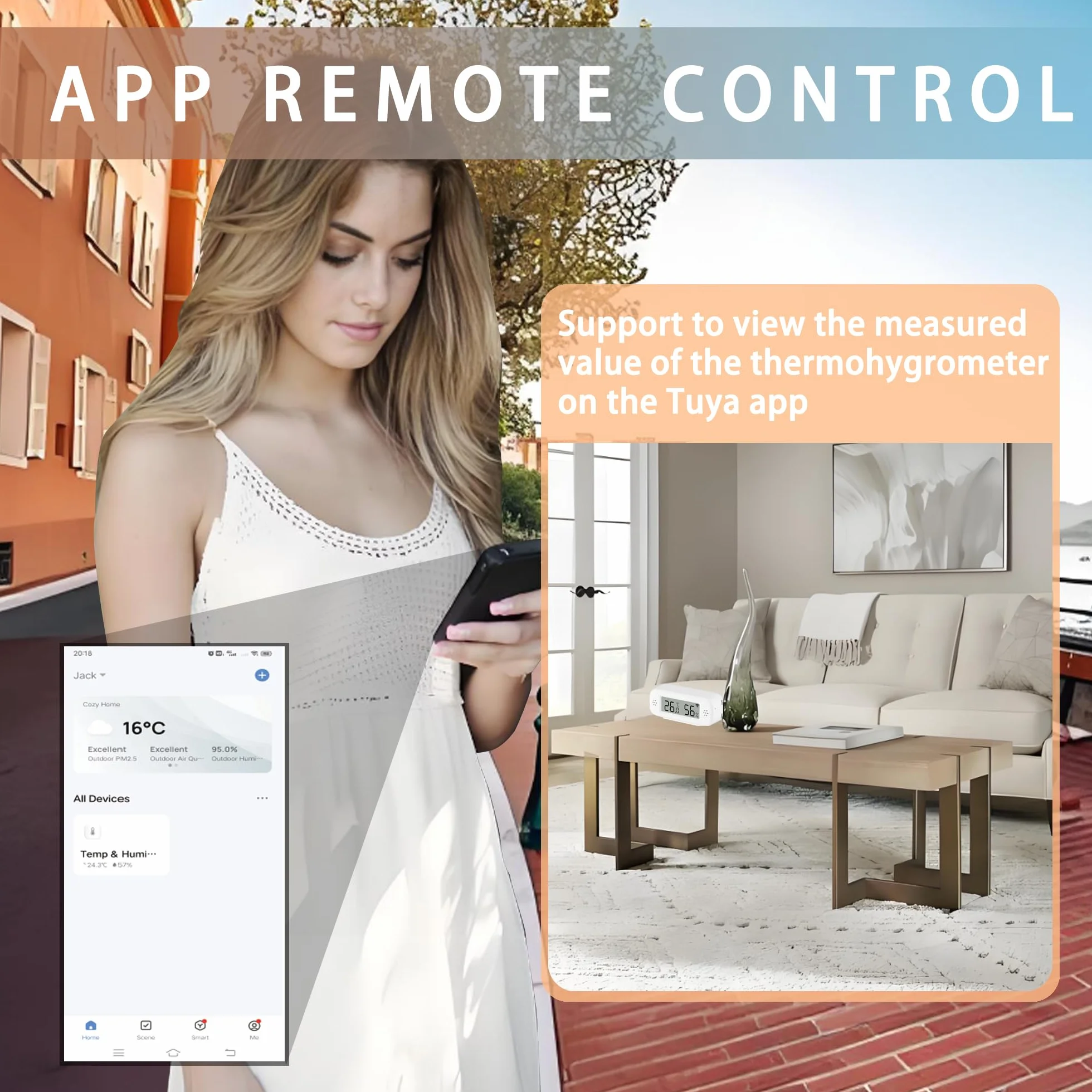 Thermomètre Hygromètre Numérique Smart, Capteur de Température et d’Humidité WiFi pour Usage Domestique, Moniteur d’Humidité avec Surveillance par App, Exportation de Données, Compatible Alexa. 4PCS