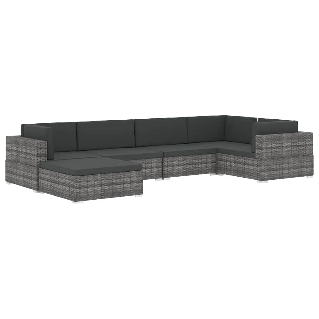 vidaXL Repose-Pied Sectionnel avec Coussin, Tabouret de Jardin, Chaise de Terrasse, Siège de Patio, Meuble d'Extérieur, Résine Tressée Noir