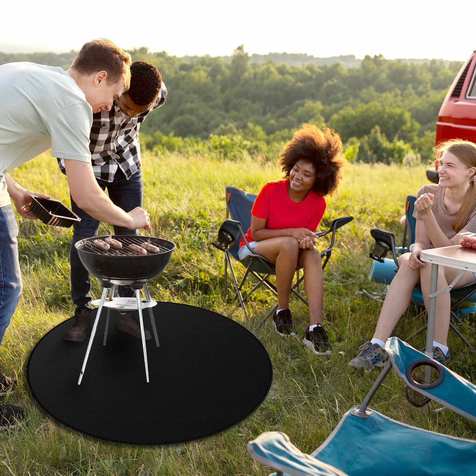 Tapis Barbecue Sol Exterieur 120 cm Anti Feu Réutilisable Ignifuge pour Brasero Gaz Patio