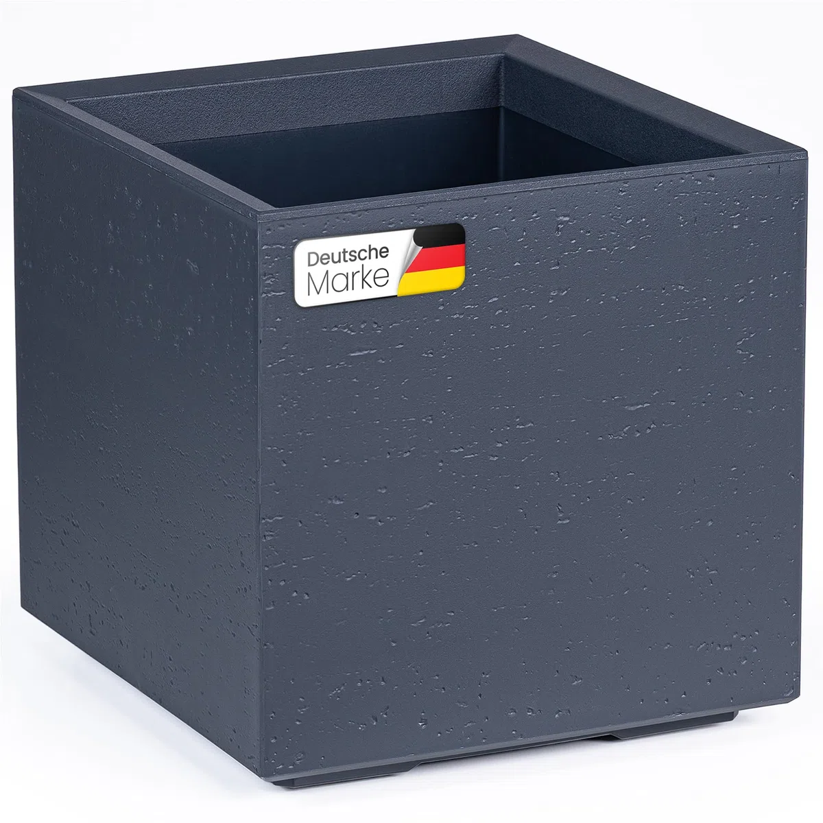 KONZEPT Grand pot de fleurs sur roulettes 40 x 40 x 40 cm, pour extérieur, carré, anthracite aspect béton, en plastique, mobile, idéal pour le jardin, la terrasse et le balcon