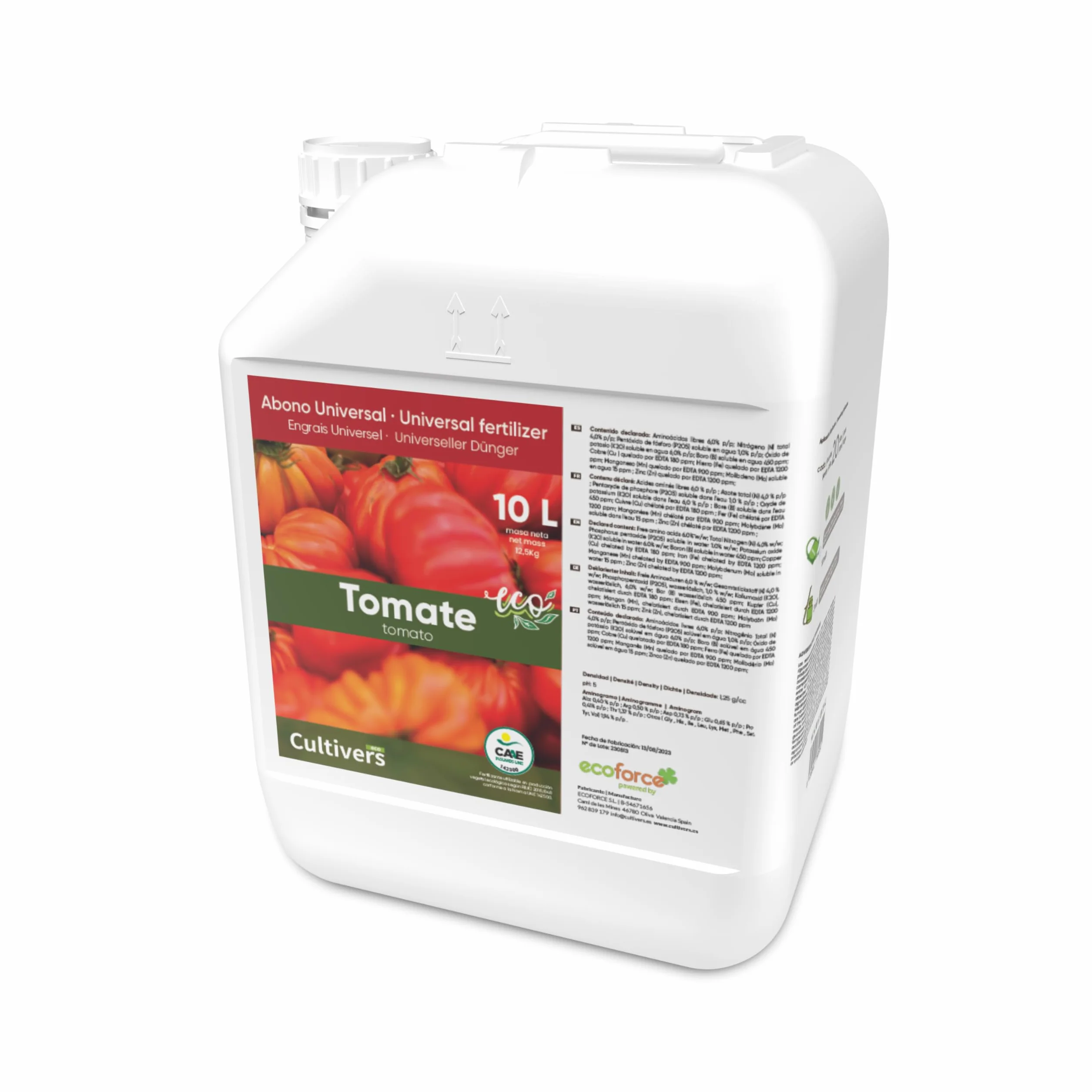 CULTIVERS Engrais Liquide Biologique pour Tomates 10 L. Engrais 100% Biologique Et Naturel, Améliore La Saveur Et La Croissance. Améliorer La Qualité Et La Récolte des Fruits