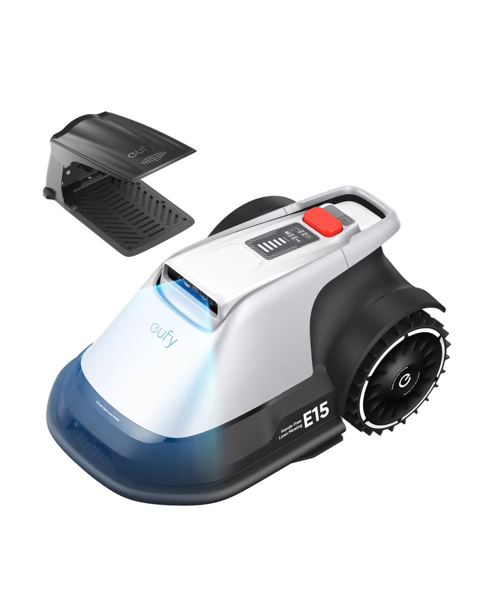 eufy E15 Robot Tondeuse sans Fil périphérique ni RTK, sans problème de Signal, Configuration 5 Min, cartographie Mains Libres, 800 m2, contournement Obstacles, Bordures, Navigation Intelligente