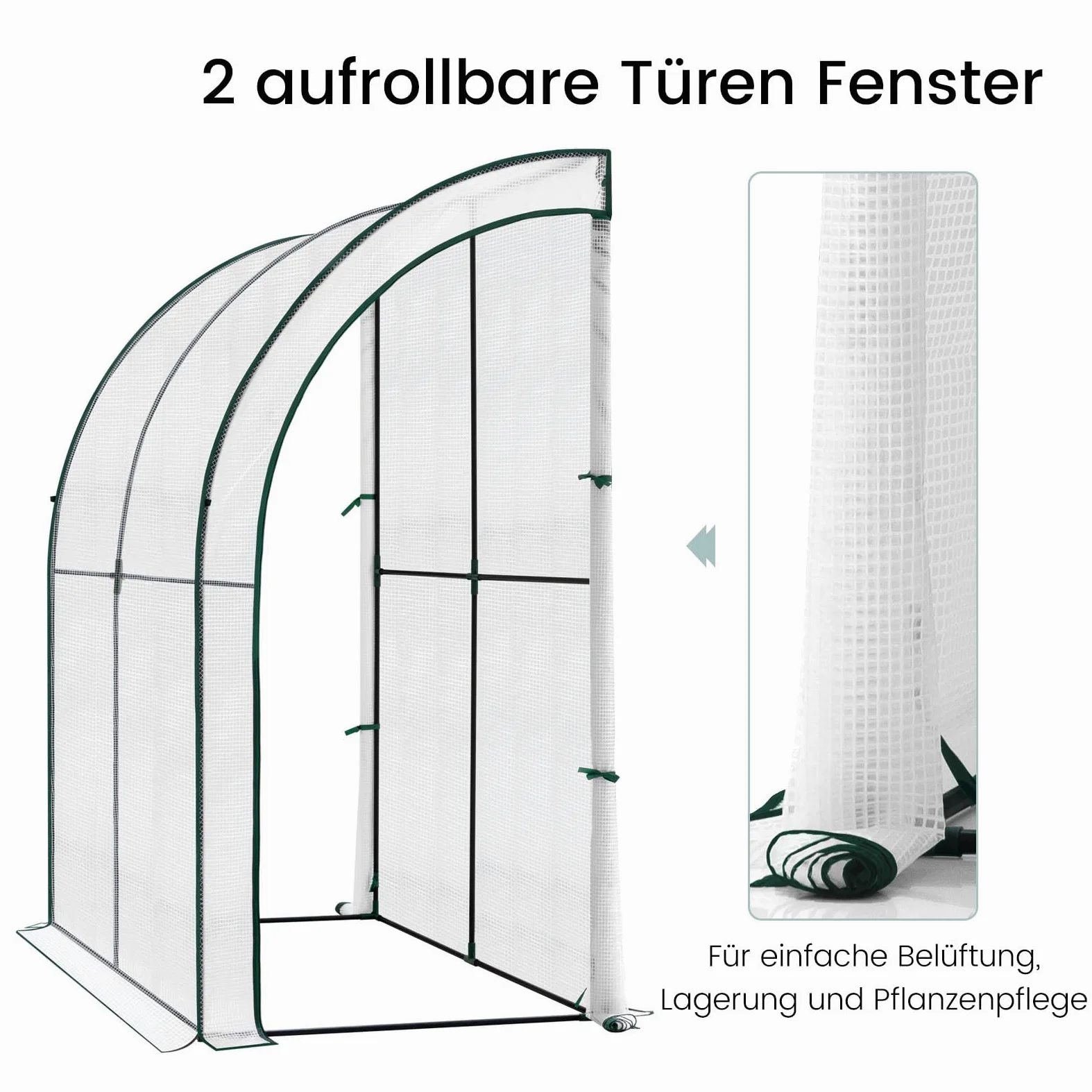 WOLTU Serre de Jardin avec Bâche PE Renforcée Imperméable 140g/m², Tente de Protection pour Plantes, Fleurs et légumes de Toutes Les Saisons, Serre de hivernage Murale, 200x100x210cm, Blanc