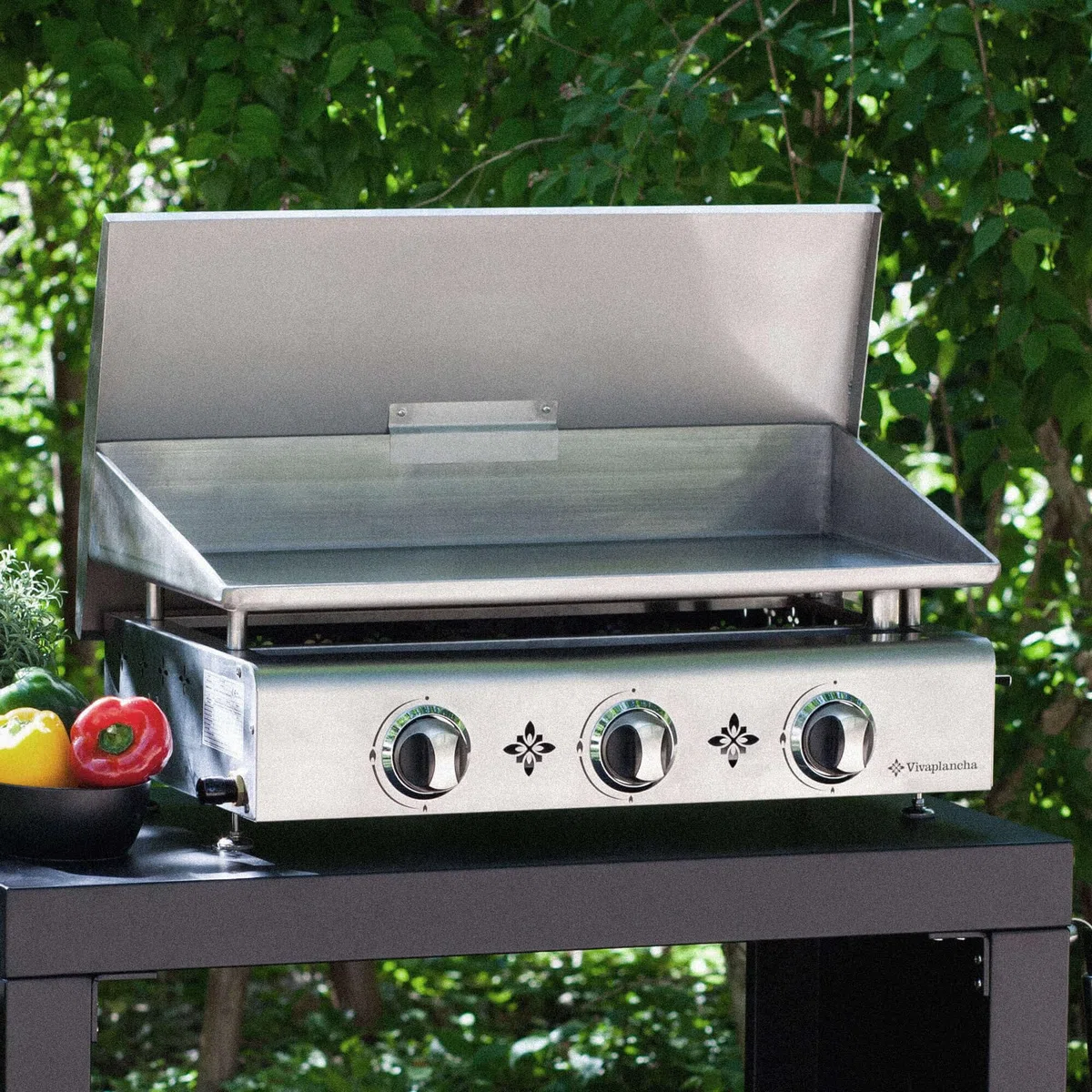 Couvercle de Protection pour plancha 3 Feux Tout INOX : protège et Assure Une Bonne Protection de Votre plancha Évite Les Projections de matières Grasses à l'arrière Compatible