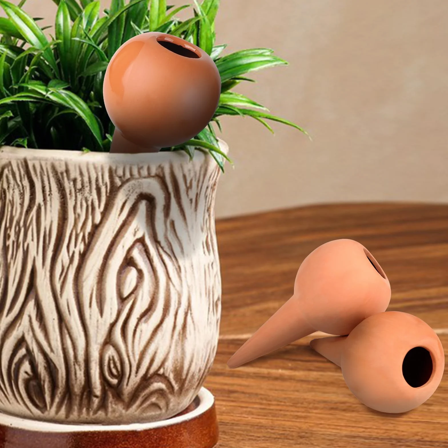 EXLECO 8X 360ml Cône en Argile Goutte à Goutte Grand Globes D'arrosage en Céramique Arrosage Bouteille Automatique Terre Cuite pour Arroser Distributeur d'eau pour Plantes Terracotta Watering Pots