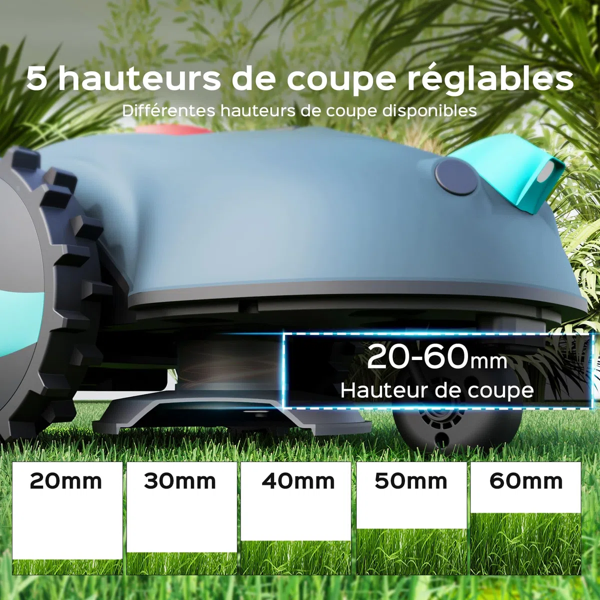 YARDCARE V100 Robot Tondeuse sans Fil Périphérique avec Navigation Visuelle, Détection d'obstacles 150, Robot Tondeuse Gazon avec Batterie(4Ah), Peigne à Herbe, Lames de Rechange