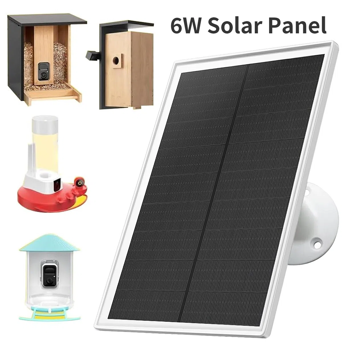 Chargeur de panneau solaire 6 W compatible avec appareil photo Netvue Bird Feeder, câble de 3 m de long, étanche