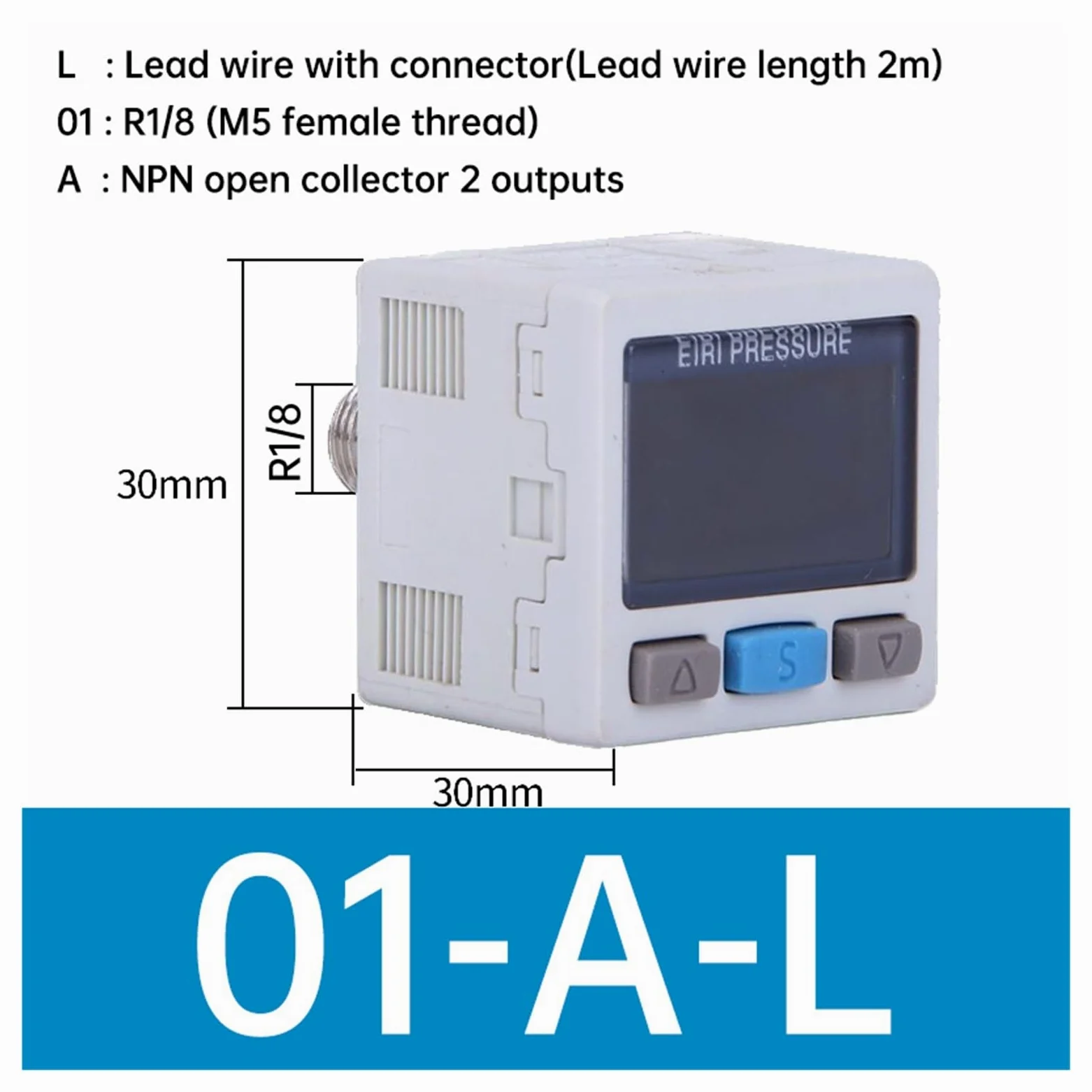 Régulateur de pression, SMC Type ZSE/ISE30A/AF pneumatique haute précision affichage numérique commutateur électronique de pression ISE30A-01-N ZSE30A-01-PL(01-A-L,ISE30A -0.1 to 1MPa)