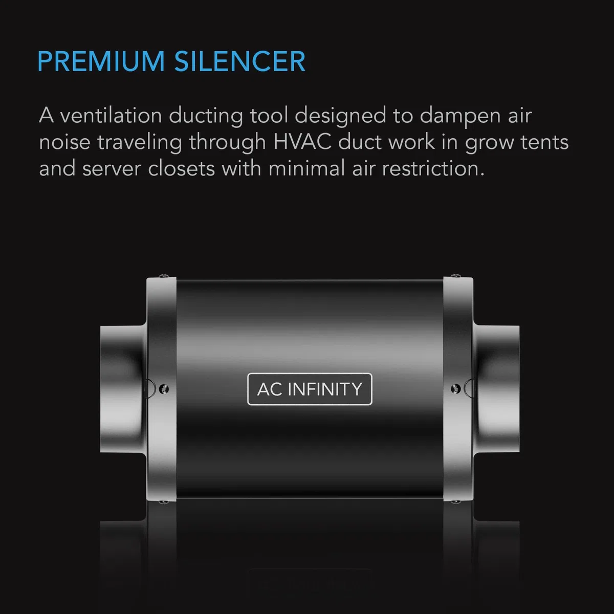 AC Infinity Silencieux tubulaire 100 mm pour ventilateurs et systèmes de ventilation en ligne dans les tentes de culture et les installations hydroponiques