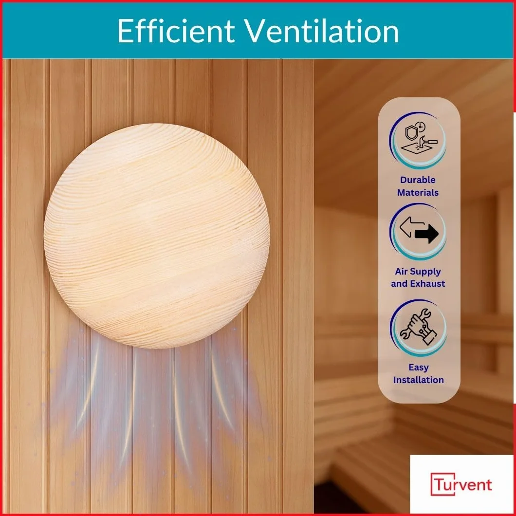 Diffuseur d’Air pour Sauna en Bois de Pin 100 mm – Bouche de Ventilation Ronde pour Mur ou Plafond