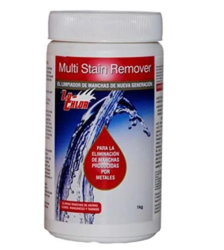 Multi-Stain Remover élimine les taches produites par les métaux sur les murs et fond de tout type de piscine.