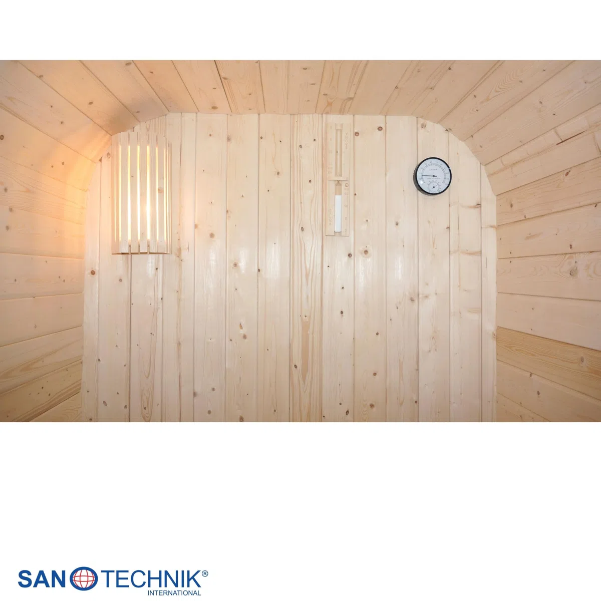 SANOTECHNIK Sauna tonneau d'extérieur Lindholm, 128,2 x 120 x 194 cm, 1-2 personnes, poêle 3,6 kW