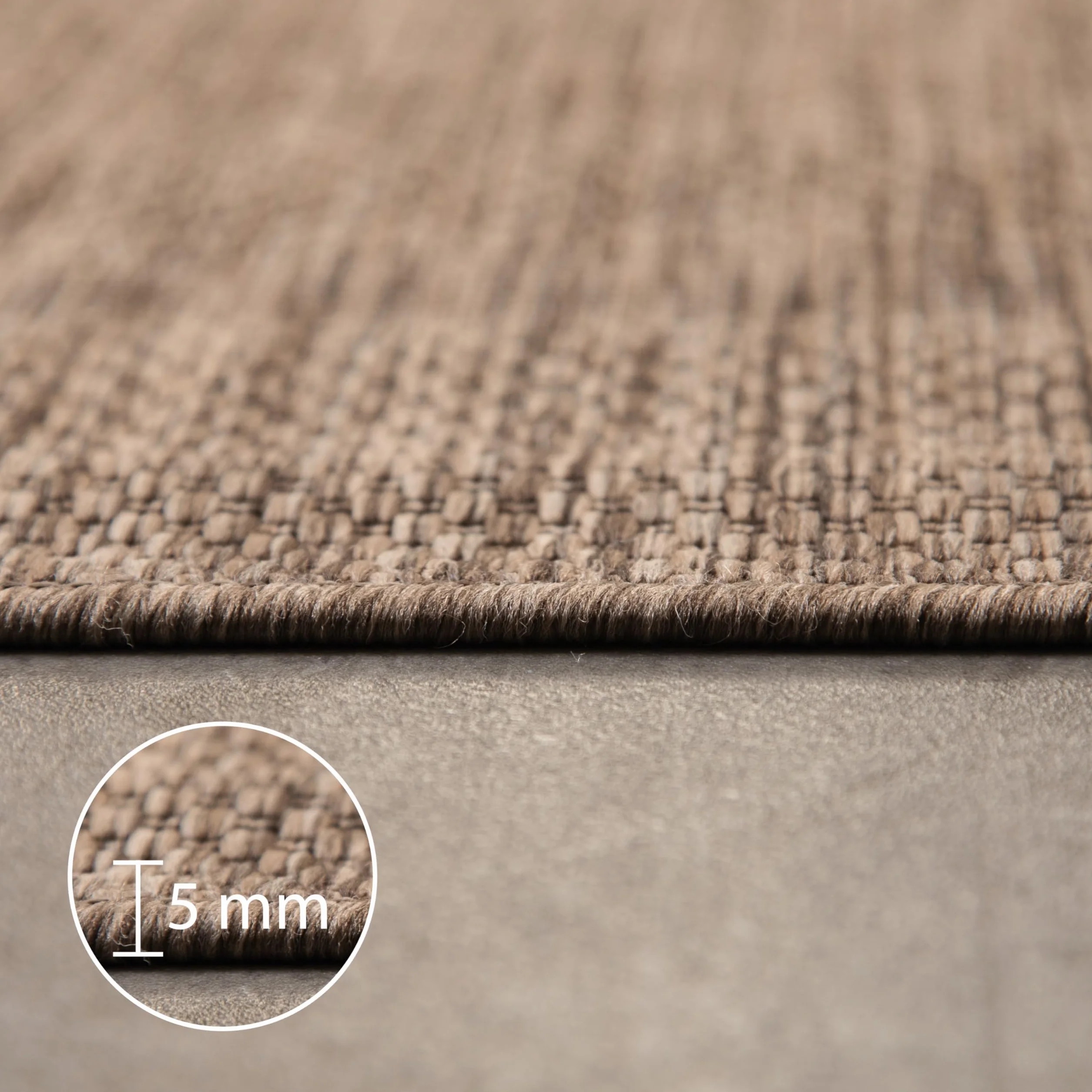 Carpettex Teppich Tapis d'extérieur uni résistant aux intempéries, idéal pour Les terrasses, Les balcons, Les Jardins et Les Cuisines, Couleur: Marron, Taille: 200 cm Rond