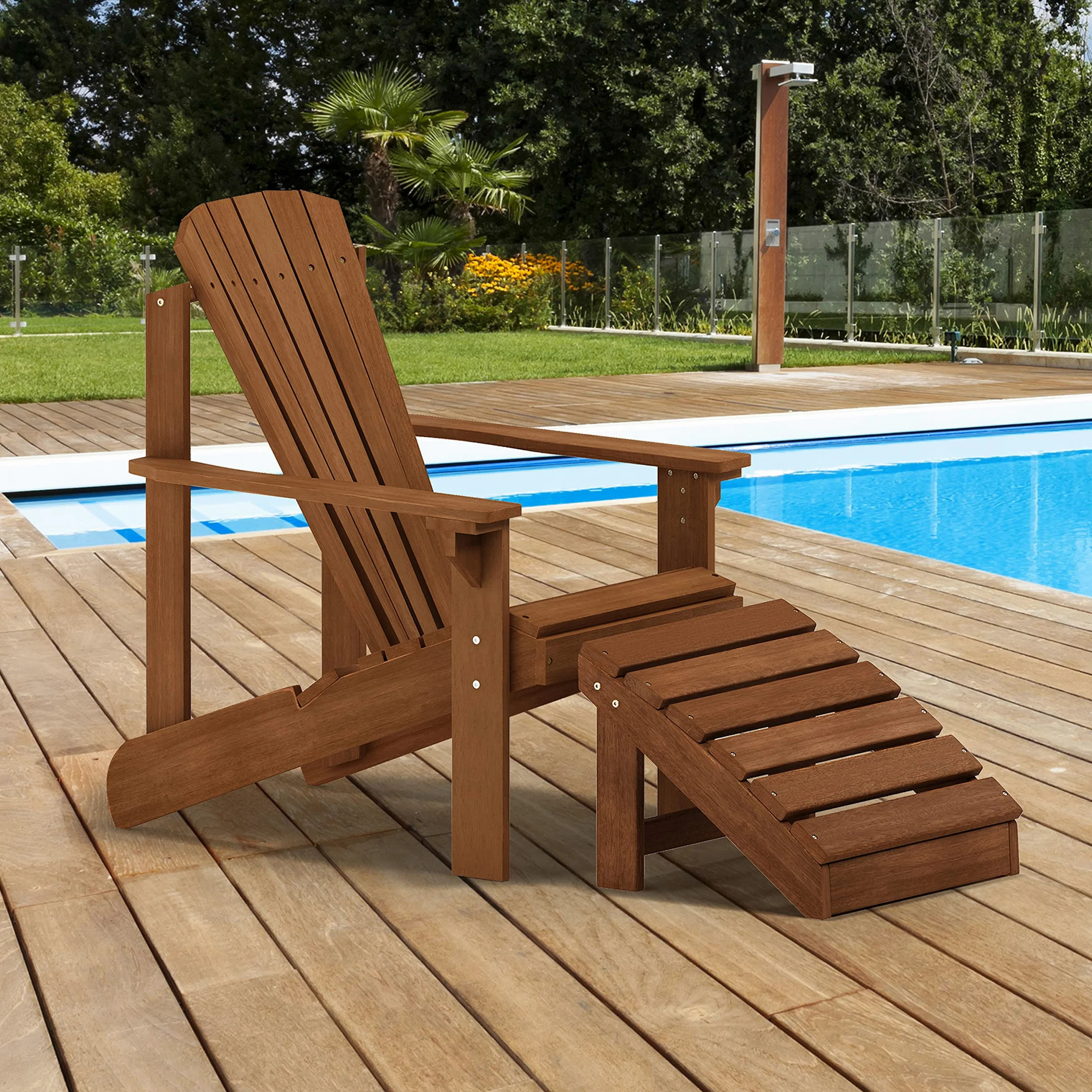 Furinno Tioman Small Hardwood Repose-Pieds Adirondack à L'Huile de Teck, Naturel, Bois dense, One Size