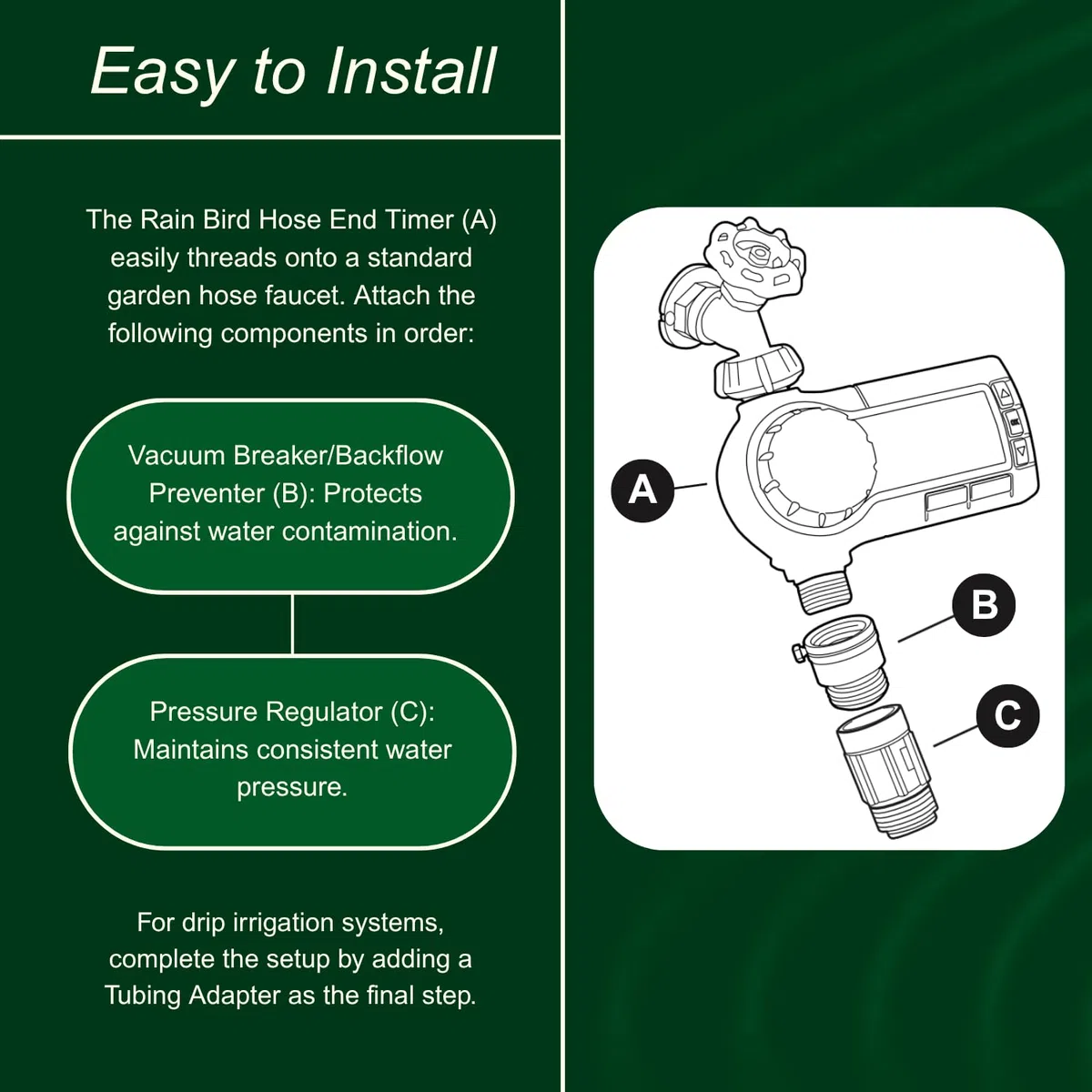 Rain Bird 1ZEHTMR Professional Grade Electronic Digital Hose End Timer/Controller, One Zone/Station, Battery Operated
