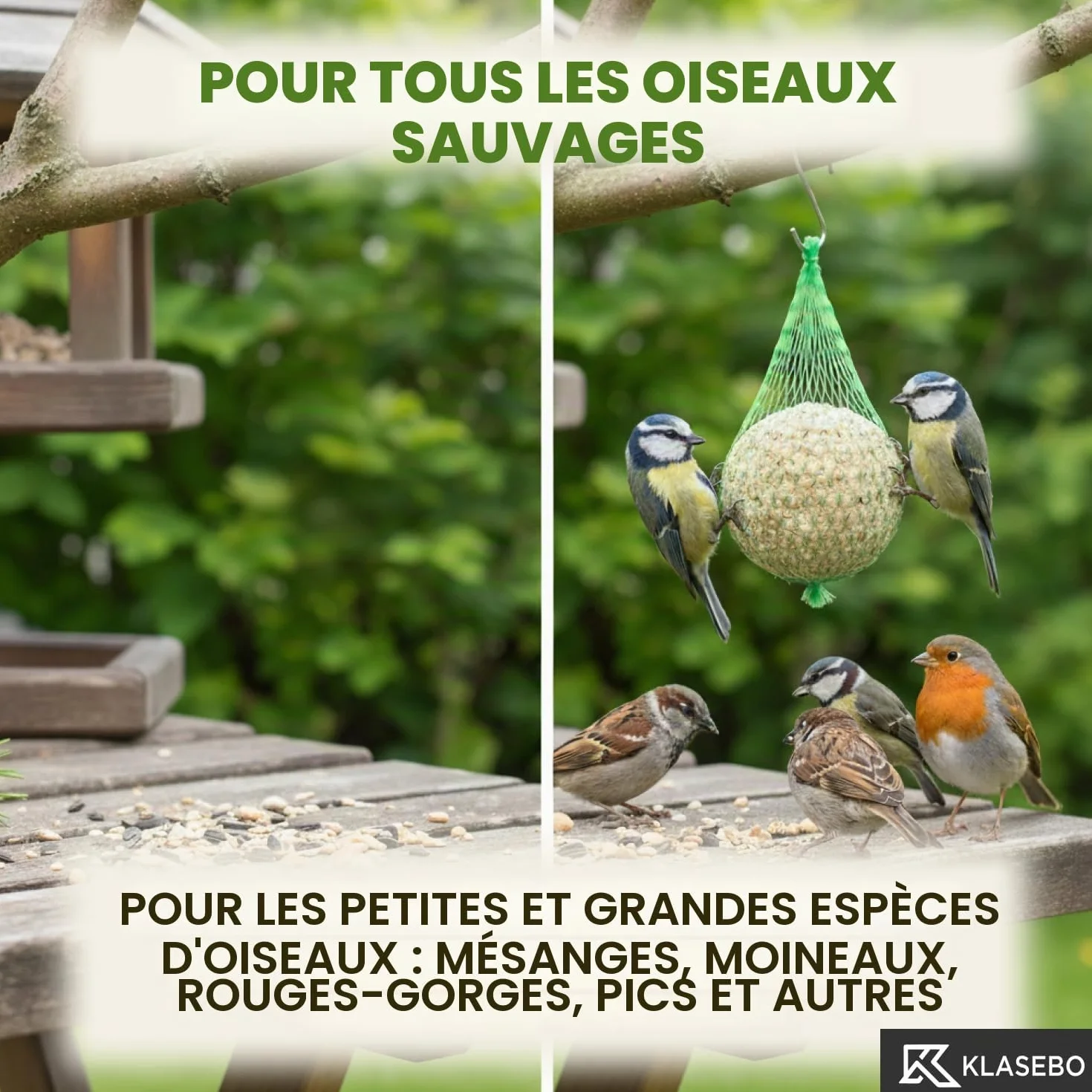 KLASEBO Boules de Graisse Oiseaux avec Insectes 100 x 90 g