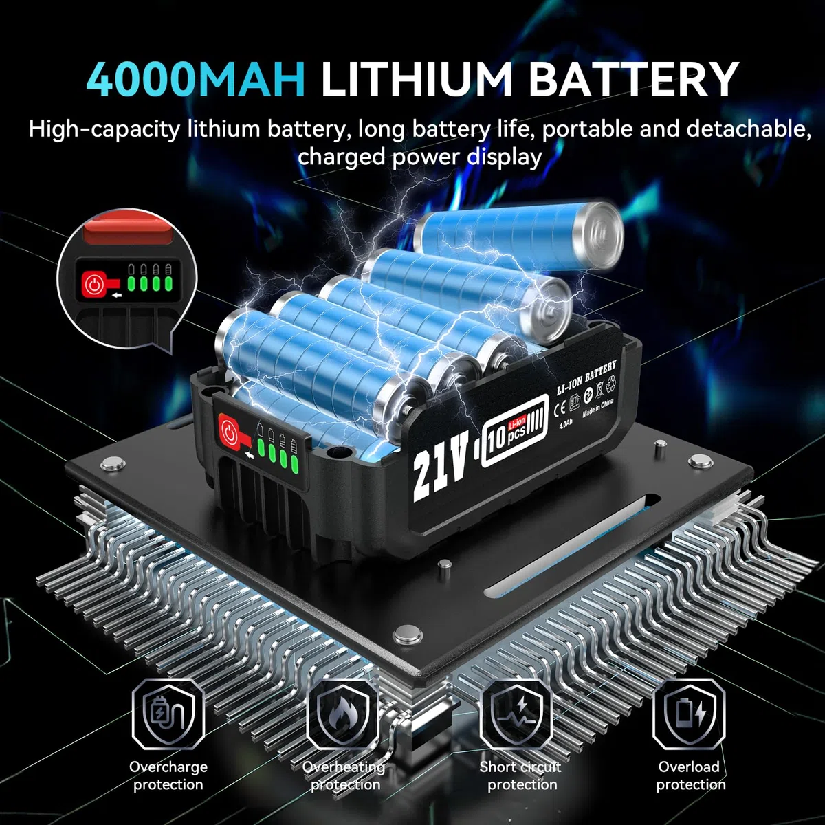 SEESII Taille-Haie à Batterie, 2 en 1 Taille-Haie Électrique sans Fil avec 1x4000mAh Batterie, Longueur de Coupe 30cm & 15cm, Fourreau de Protection, pour Haies, Rameaux Fins, Pelouses