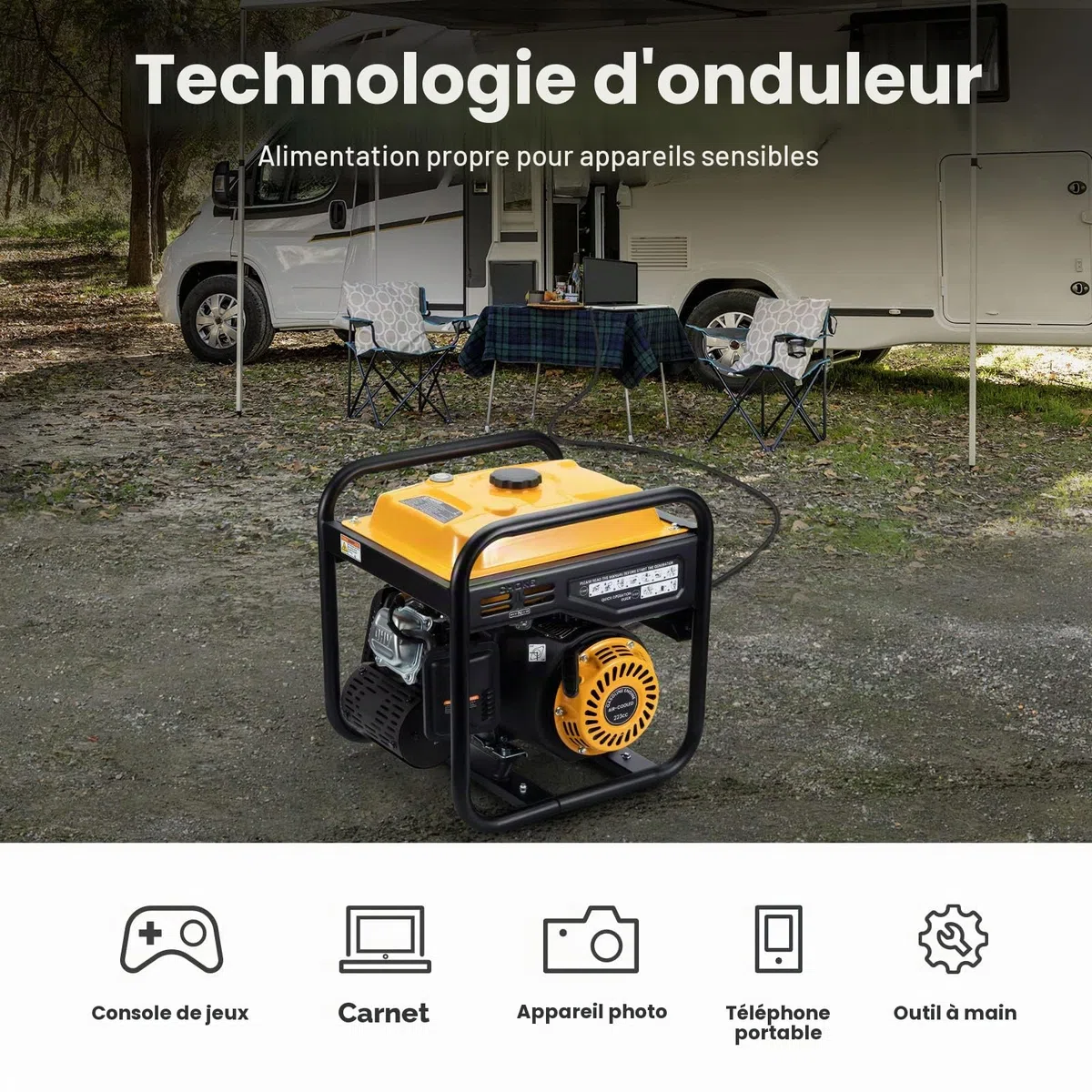 maXpeedingrods Générateur d'onduleur portable 3500 W à 4 temps à onde sinusoïdale pure pour camping, camping-car, voyage, maison ou chantiers