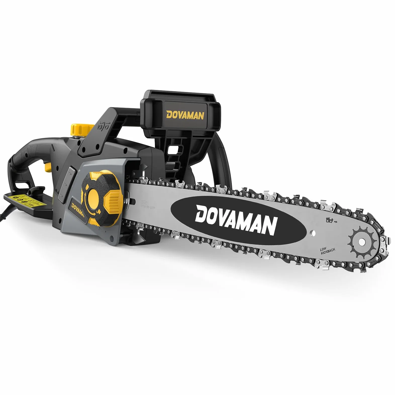 DOVAMAN Tronçonneuse Électrique 2400W, Tensionnement Sans Outil en un Pas, 40cm Guide et Chaîne Oregon, 15m/s Vitesse de Chaîne, Lubrification Automatique, Frein Mécanique, 2 Chaînes - DCS01A