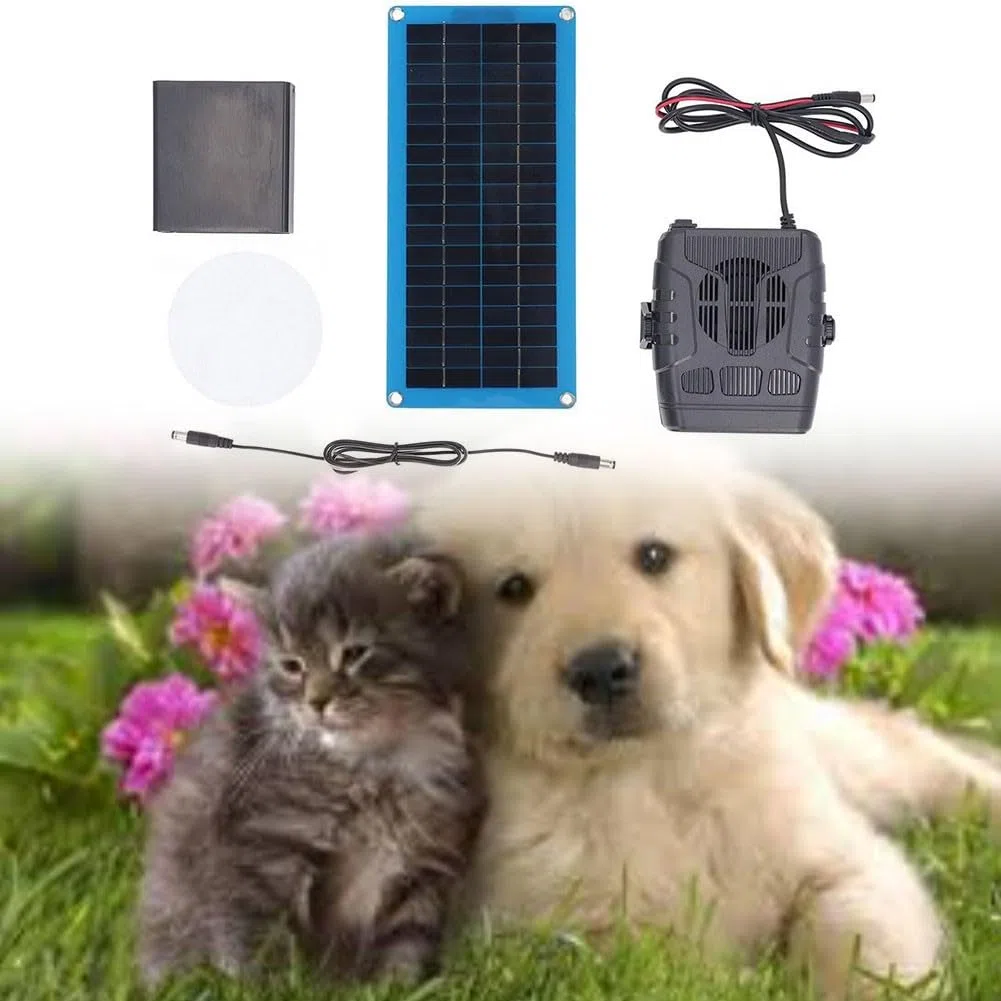 Chauffage solaire portable, chauffage à énergie solaire, souffleur d'air chaud 60 W pour poulailler, niche pour chien, chat et petite serre (A)