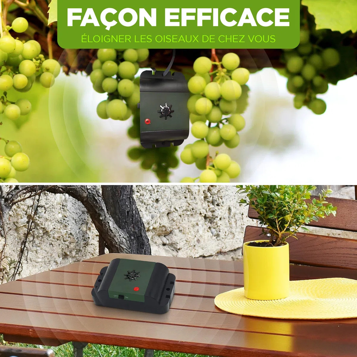 ISOTRONIC Répulsif ultrasons Oiseaux et Pigeons – À Piles pour Balcon, Toit et Jardin – Éloigne moineaux, goélands et Corbeaux – Portée 40 m² – Lot de 2 unités pour Une Protection Efficace et Mobile