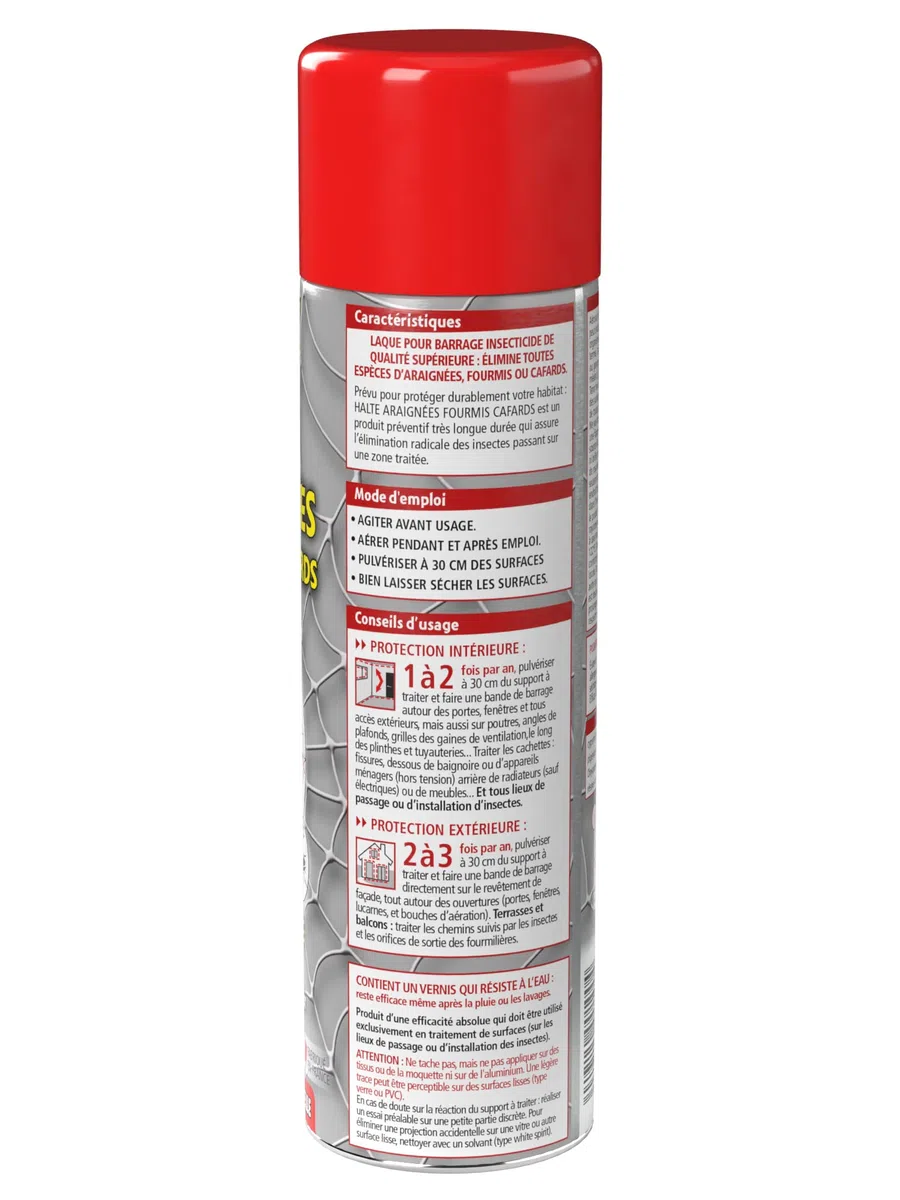 FULGATOR - Insecticide Super-Barrage HALTE Araignées - Action rapide et puissante contre les insectes rampants : araignées, fourmis, cafards - Résiste aux intempéries - Fabriqué en France - 500mL