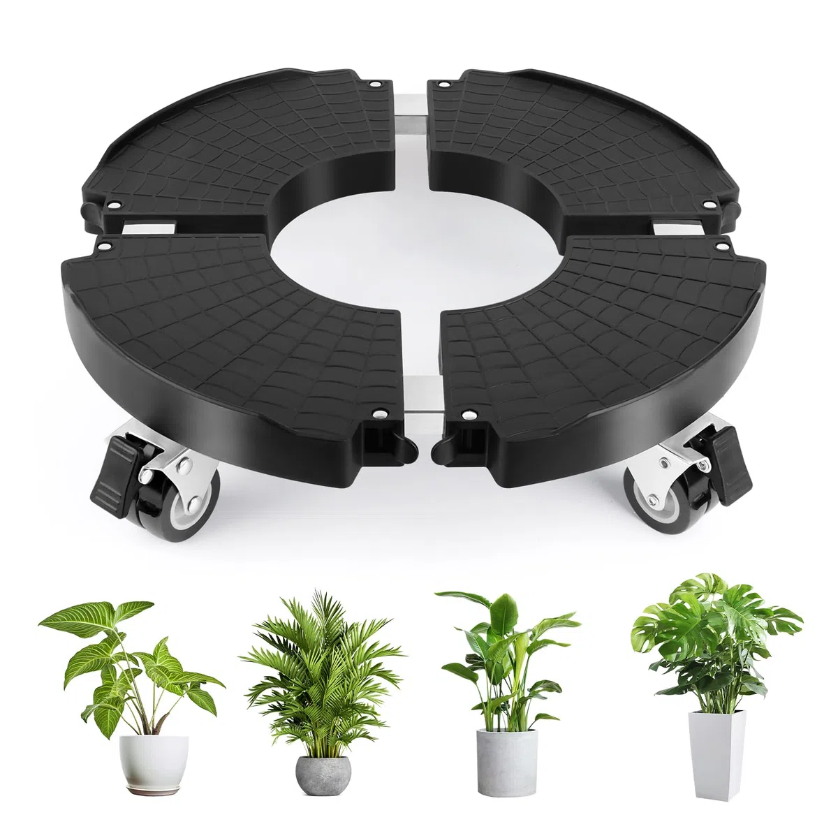 Porte Plante a roulettes, Réglable Ø 35-48cm, Capacité De 150 KG Supports de Pots de Fleurs à roulettes pour Support de Pot de Fleur